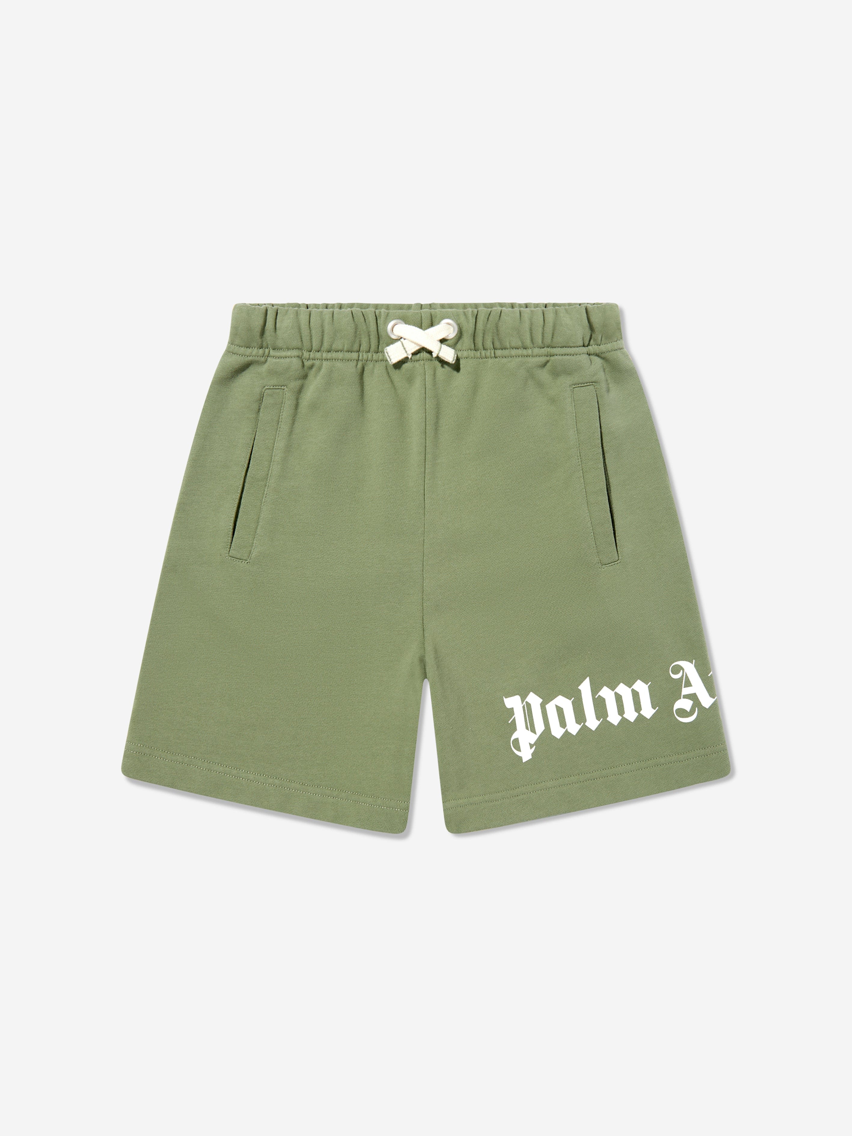 Palm Angels Boys Classic Overlogo Shorts in Green