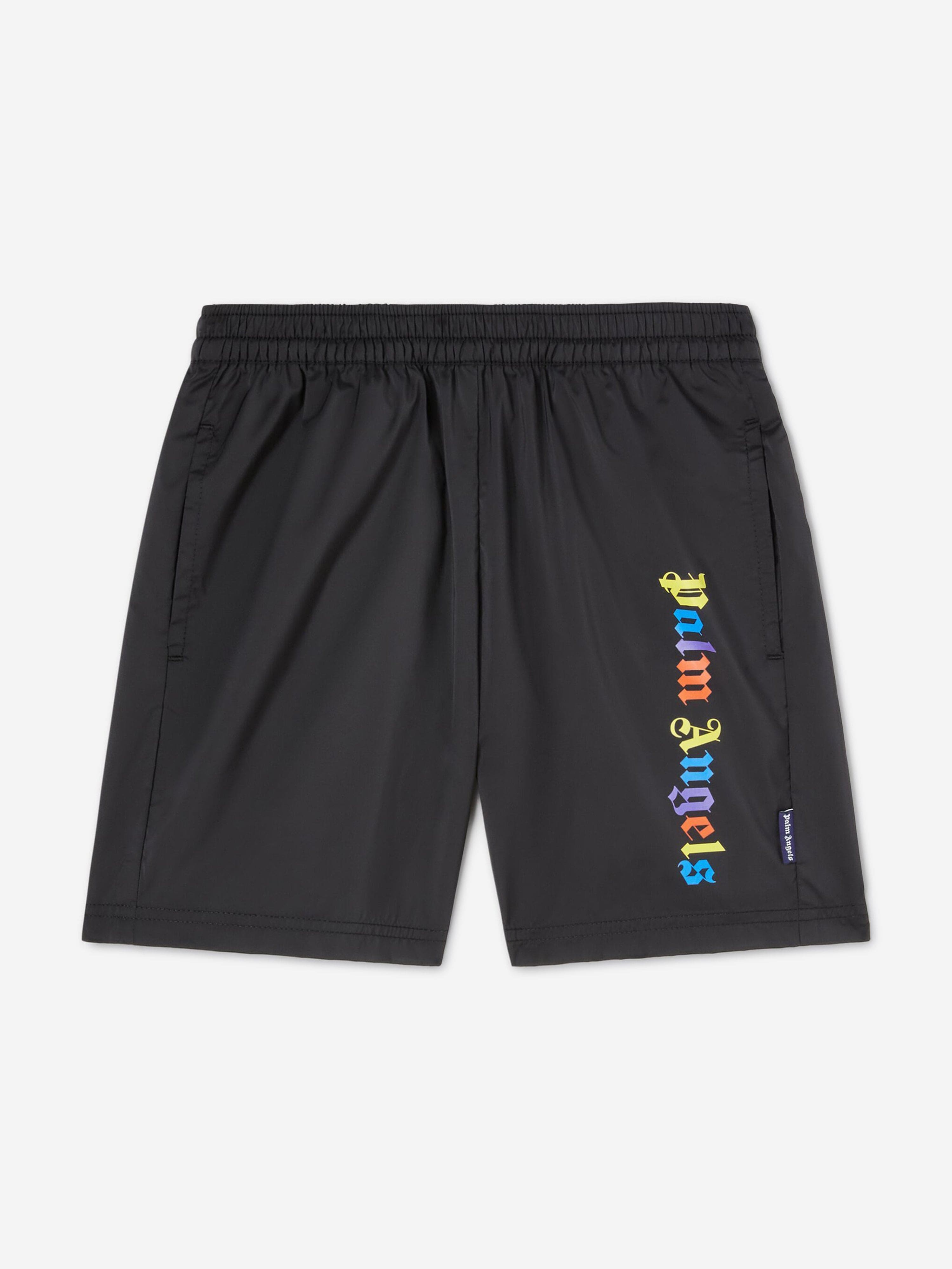 Palm Angels Boys Overlogo Swim Shorts in Black