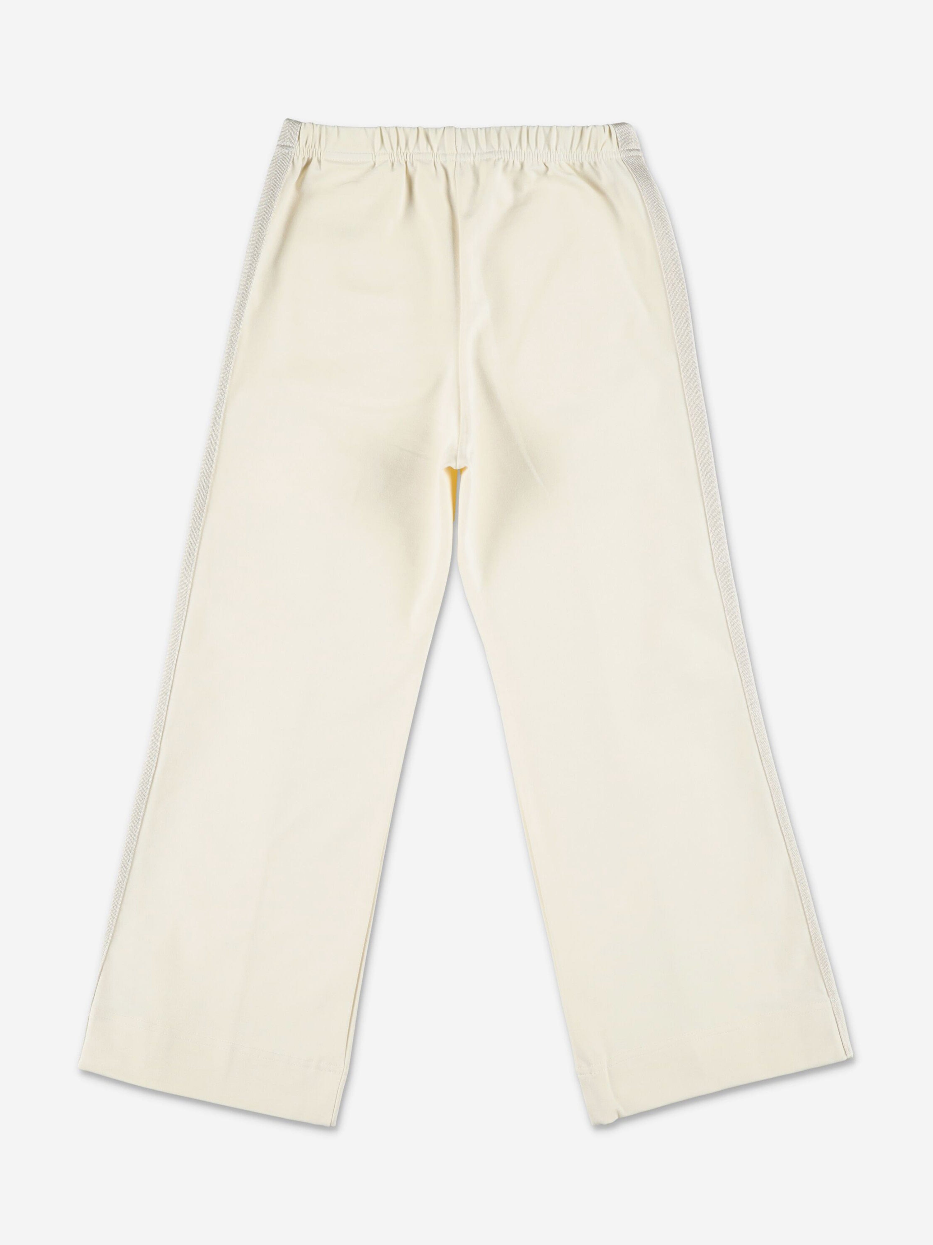 Palm Angels Girls New Track Wide Leg Pants in White