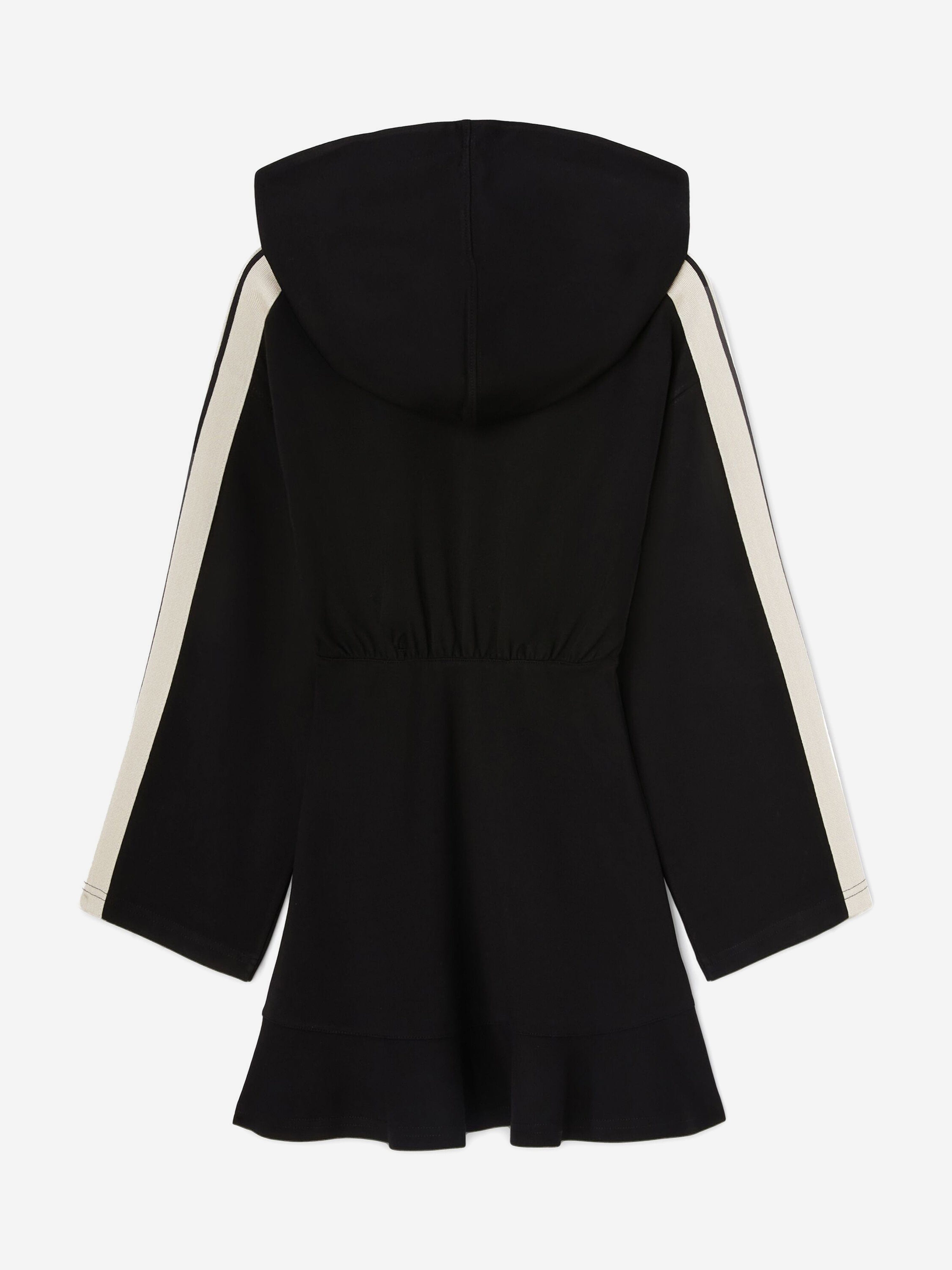 Palm Angels Girls New Track Hoodie Dress in Black