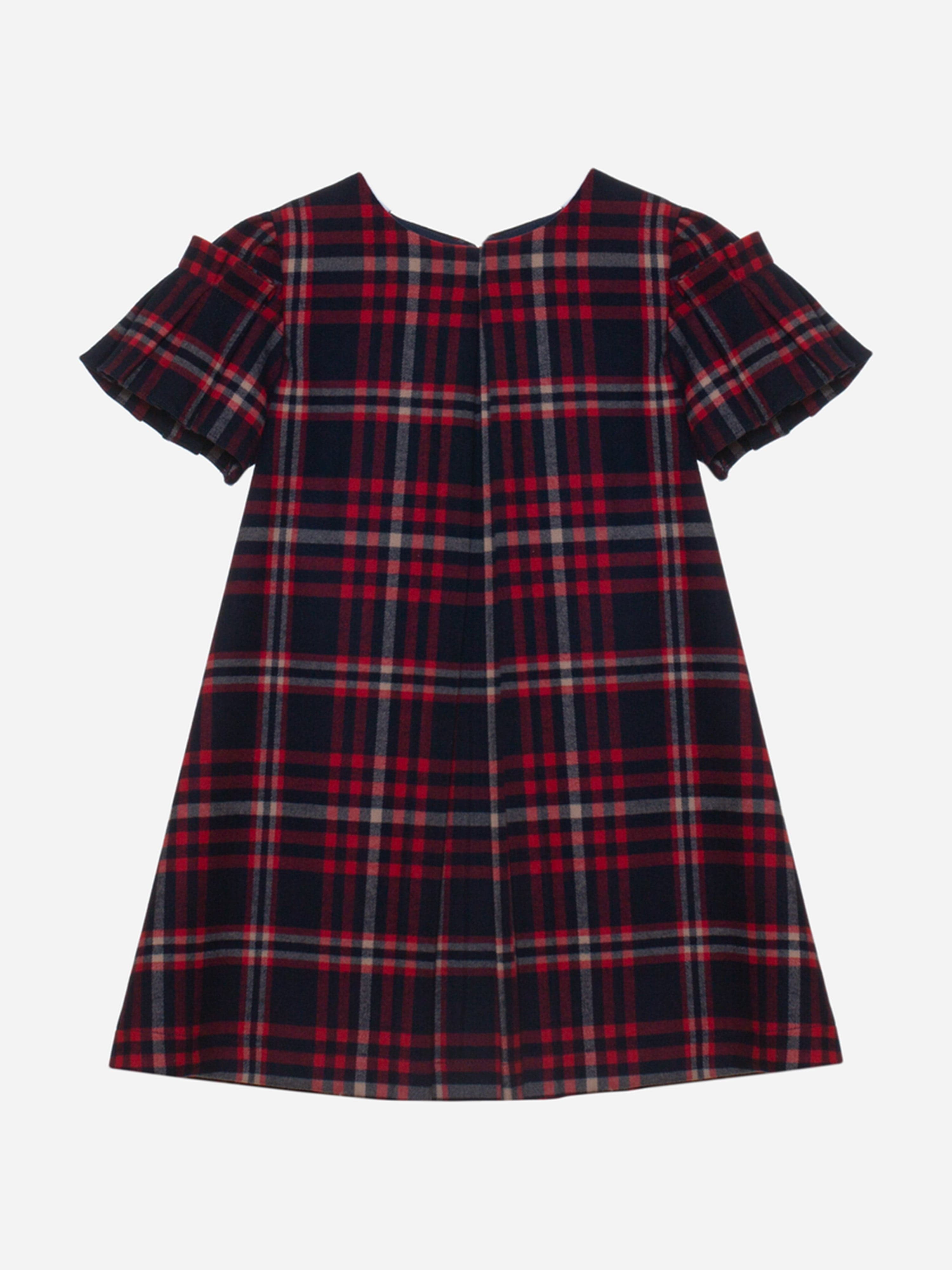 Girls Tartan Dress in Navy