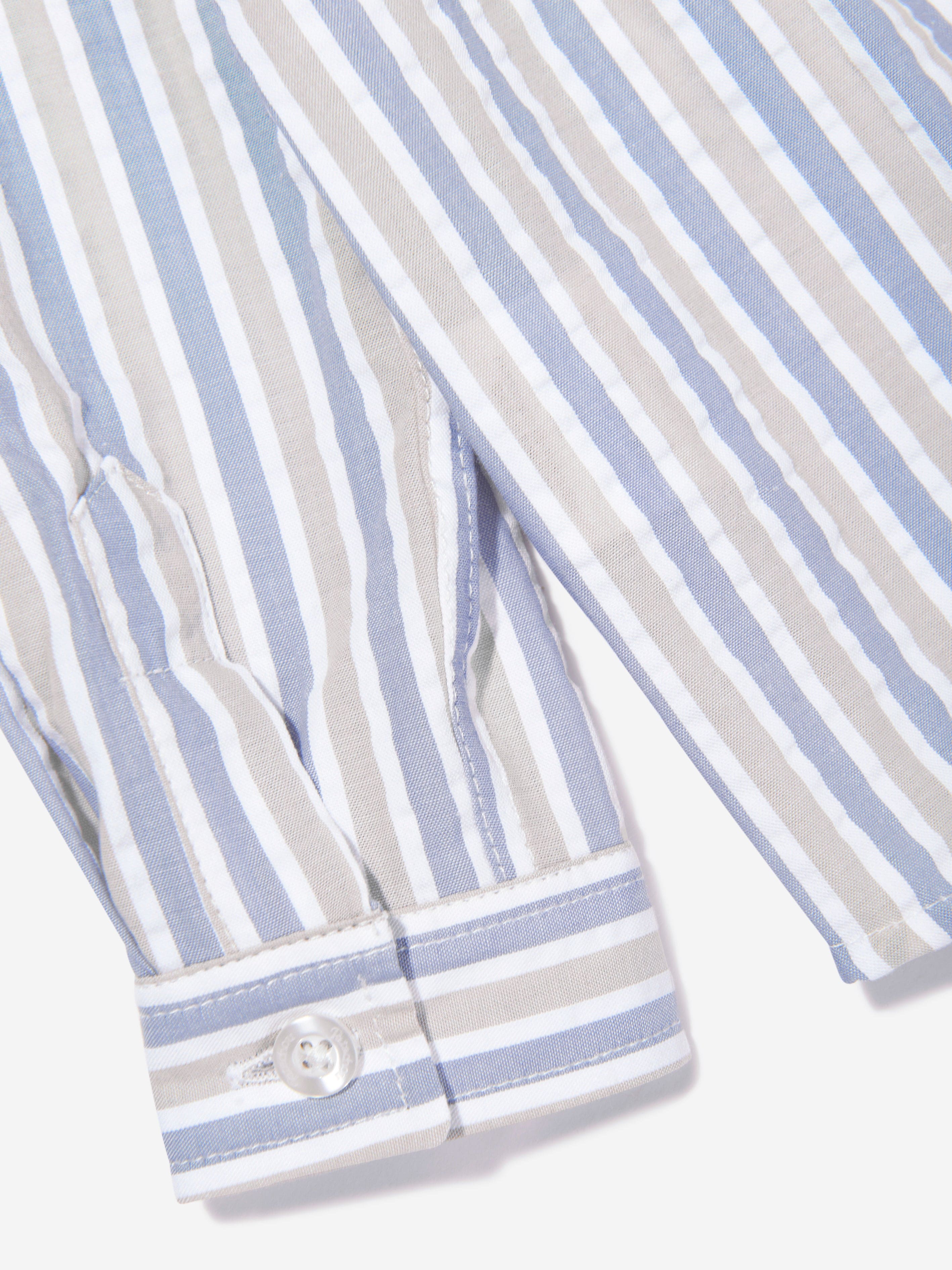 Patachou Boys Striped Hamptons Shirt in Blue