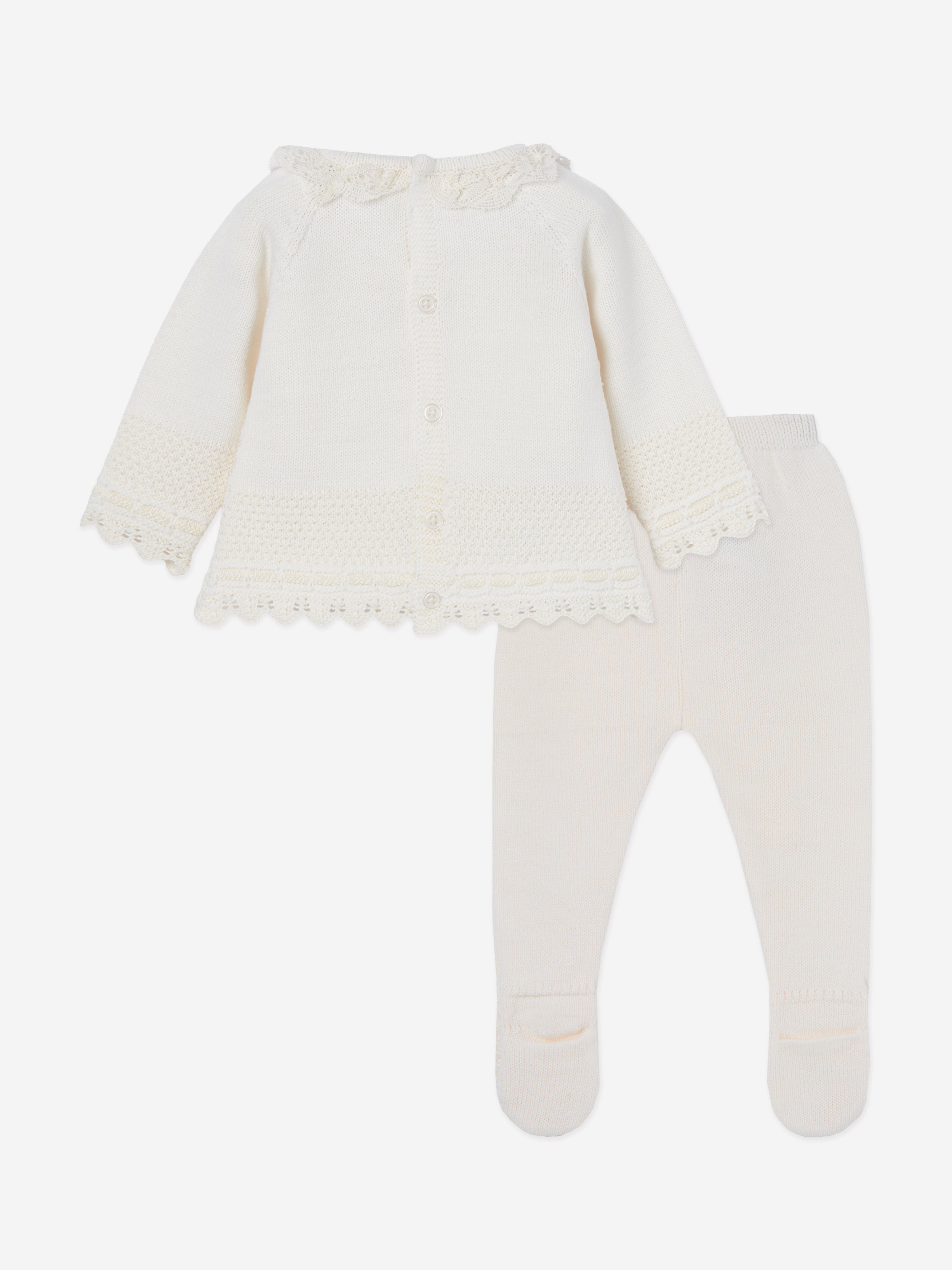Baby Knitted 2 Piece Set in Ivory