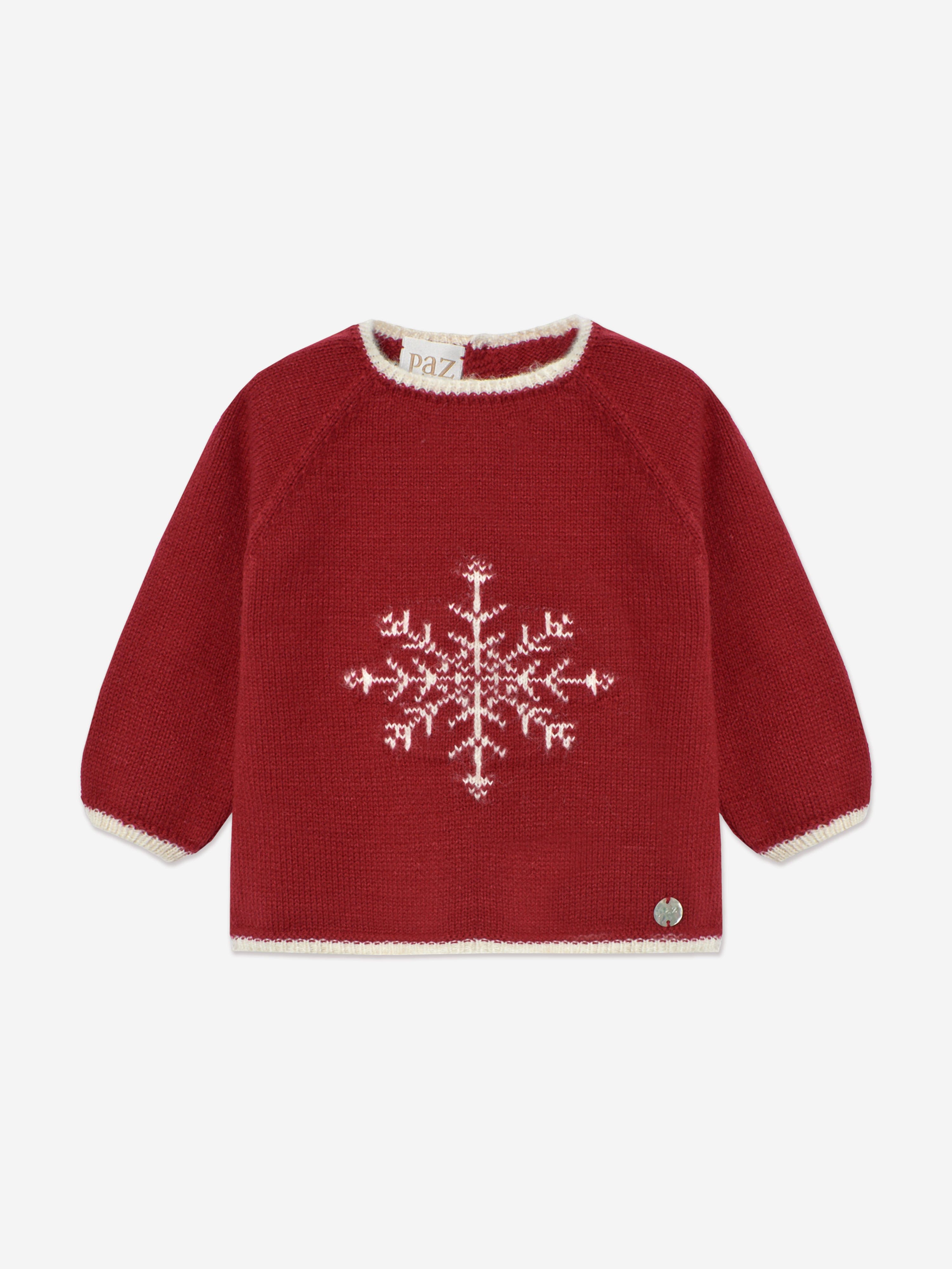 Baby Knitted 2 Piece Snowflake Set in Red
