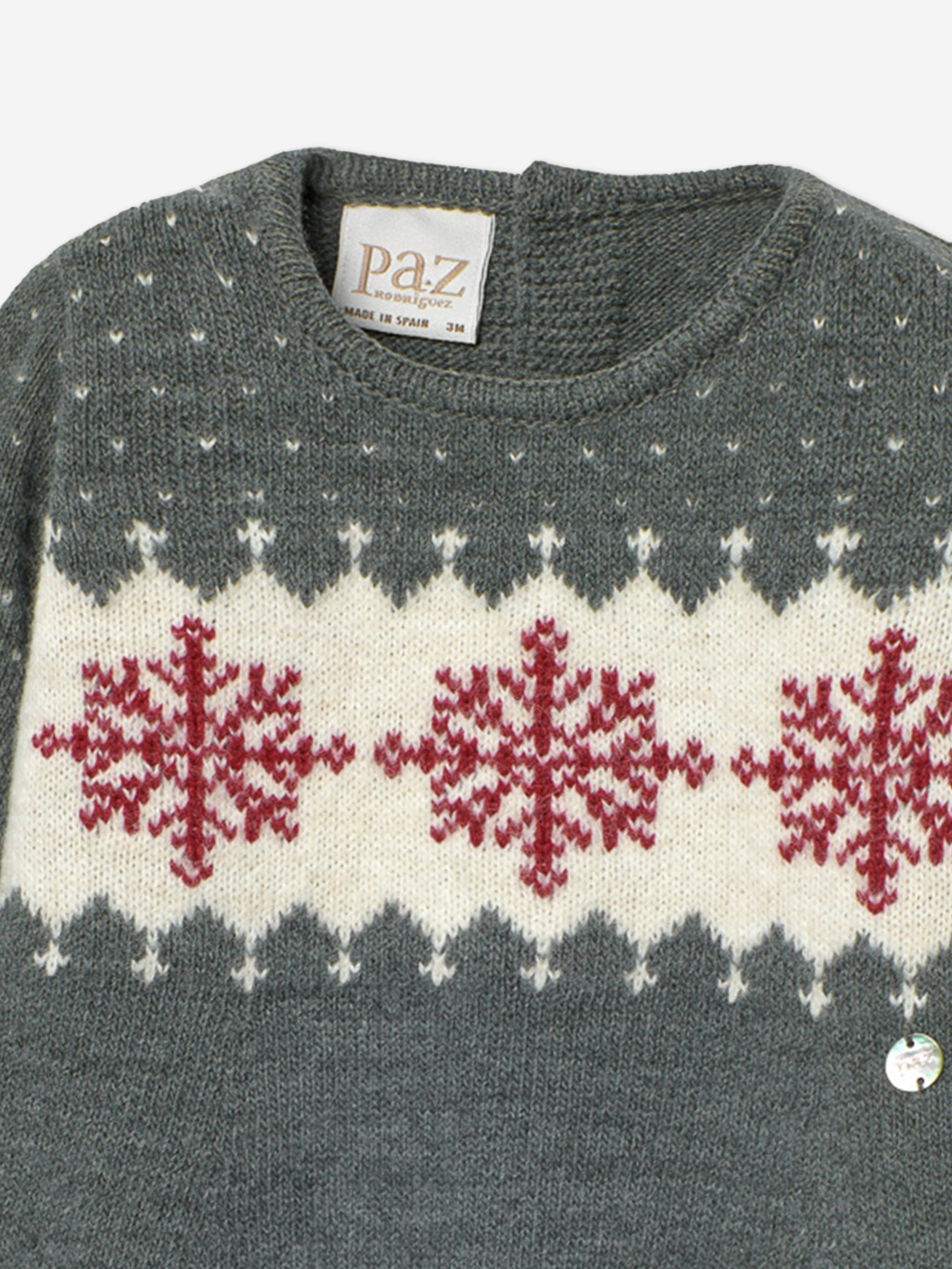 Baby Knitted Snowflake Romper in Grey