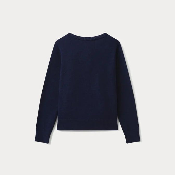 Girls Navy Wool Cardigan
