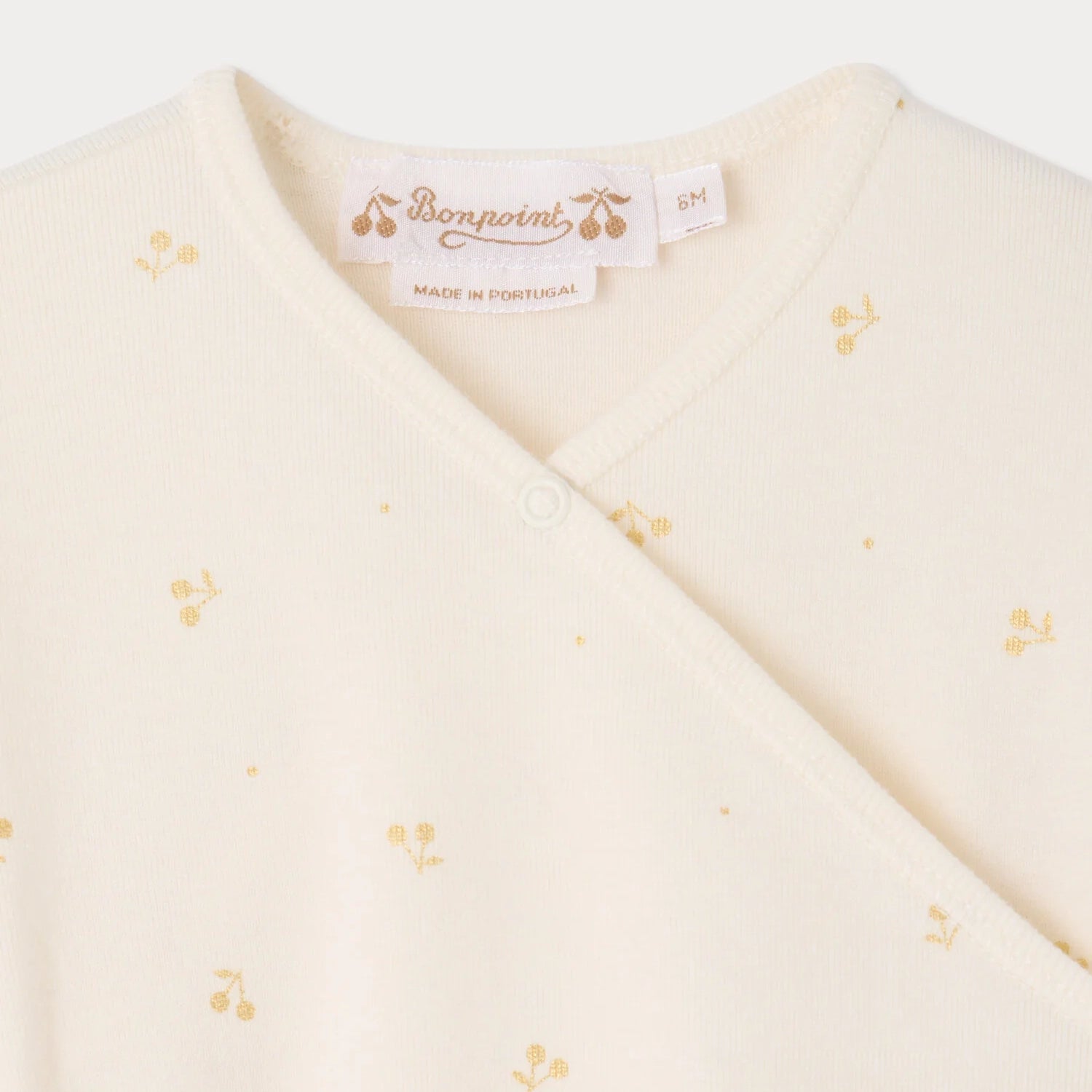 Baby Girls Beige Cherry Printed Cotton Babysuit