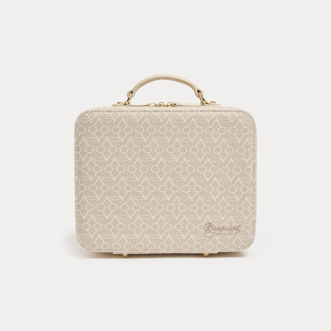 Beige Cherry Pattern Handbag(20 x 25 x 10 cm)