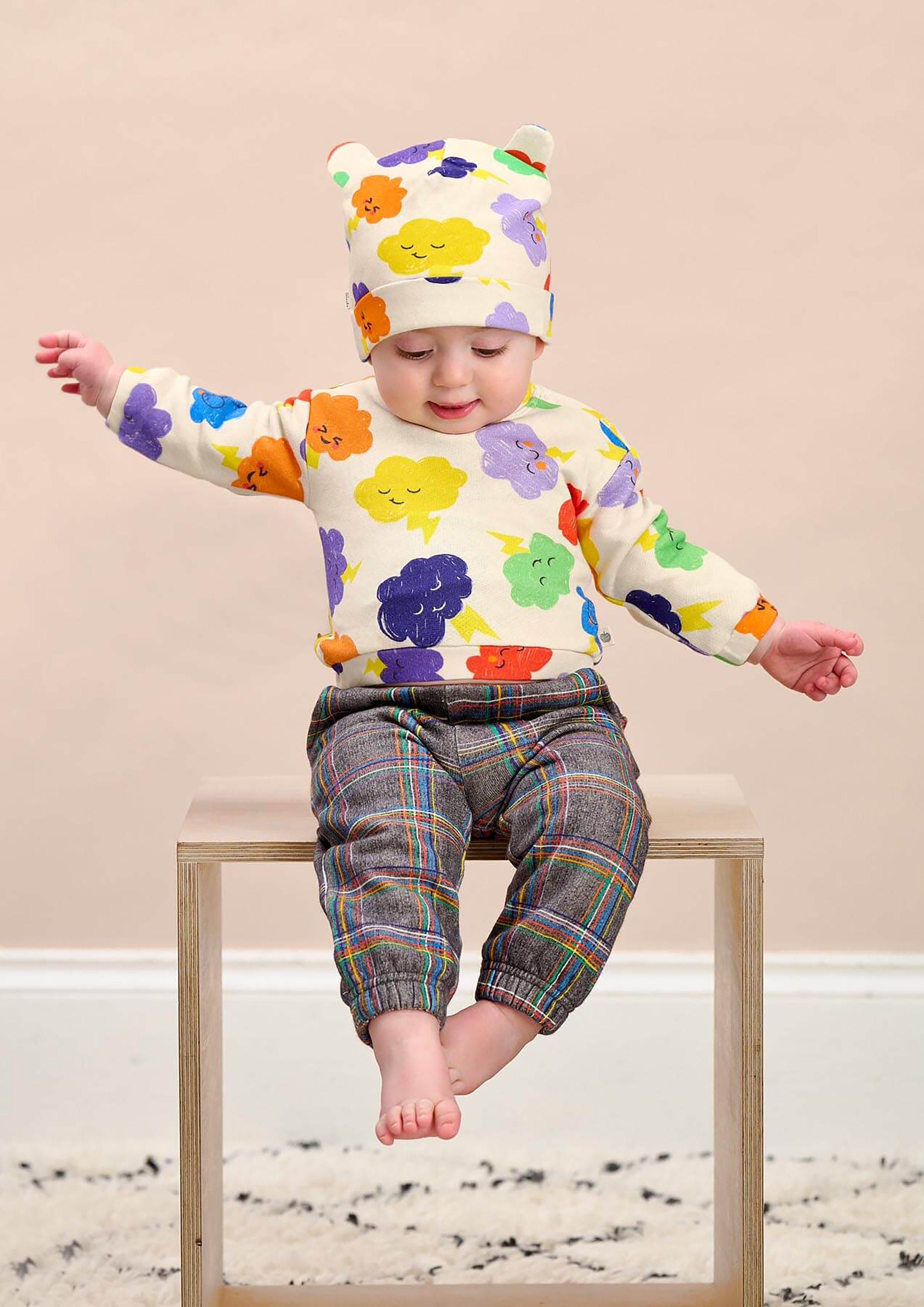 The Bonnie Mob Kids Tartan Joggers in Grey