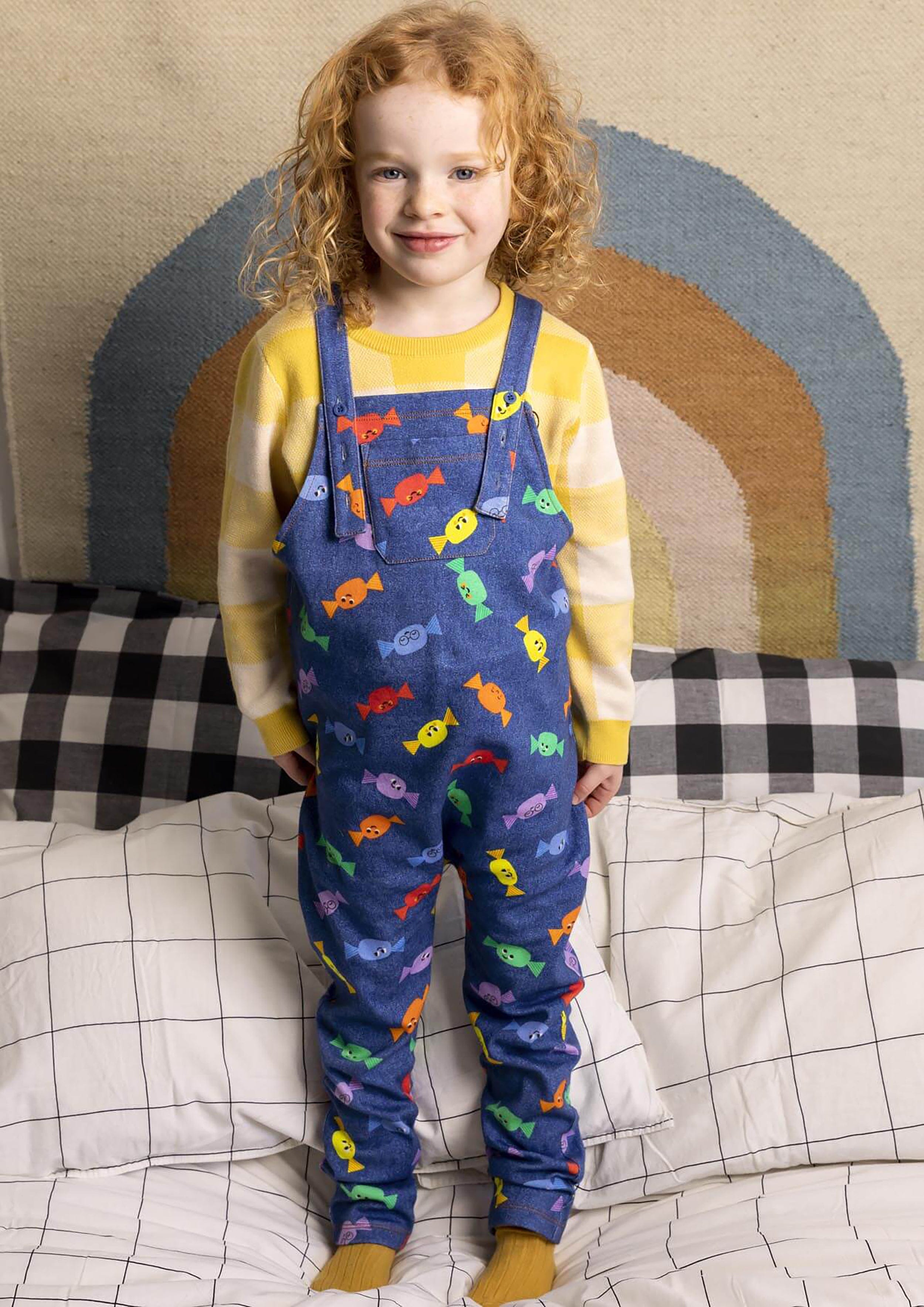 The Bonnie Mob Kids Sweetie Dungrees in Blue
