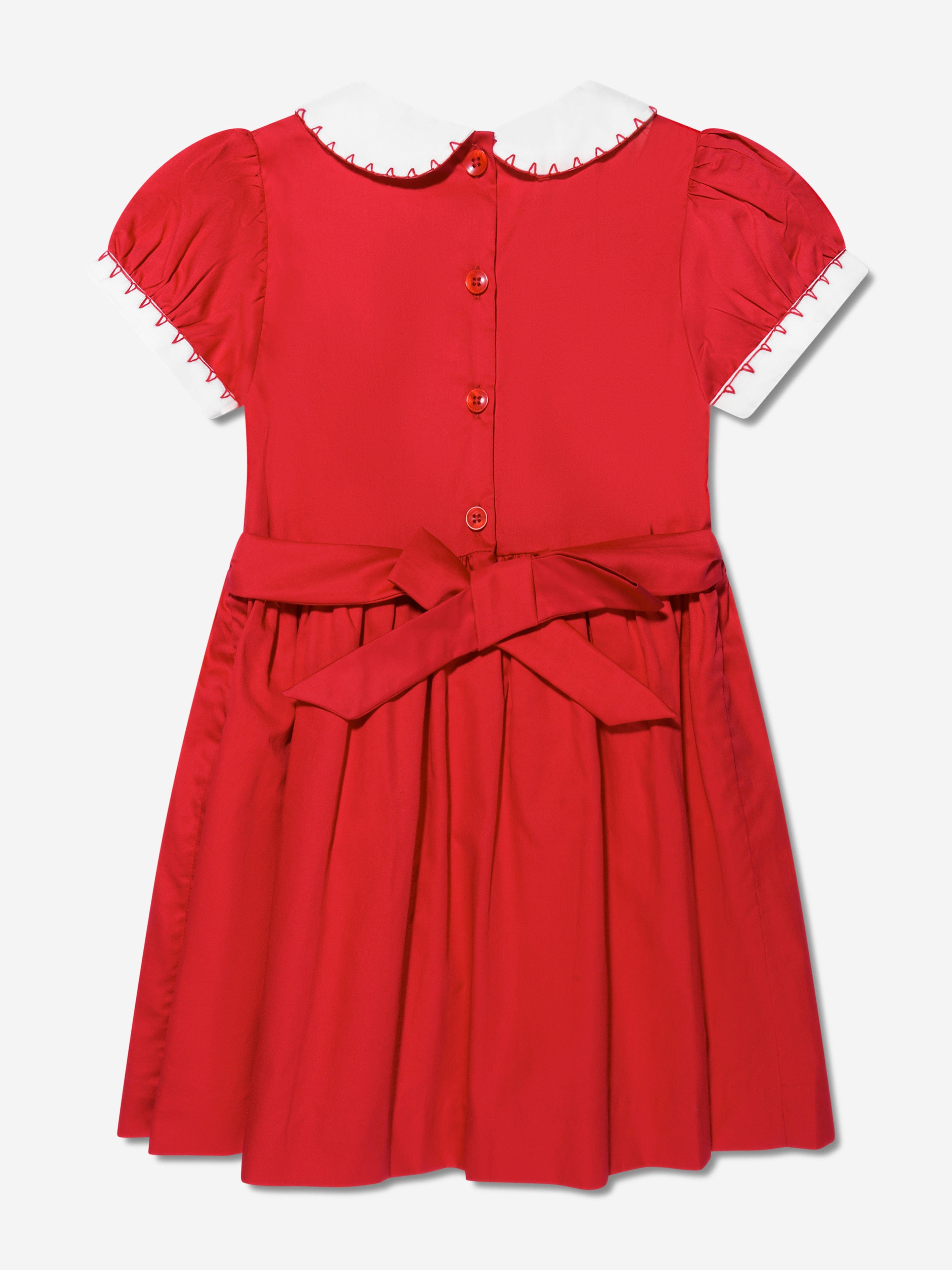 Rachel Riley Girls Classic Smocked Dress in Red