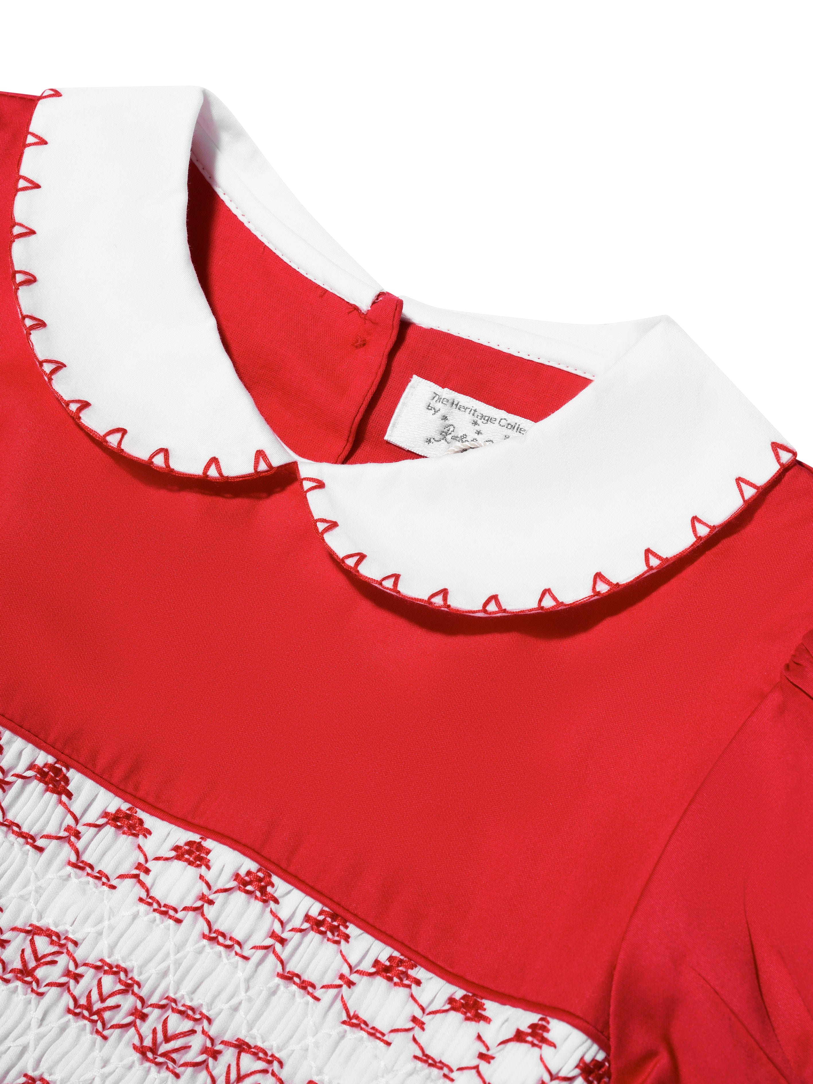 Rachel Riley Girls Classic Smocked Dress in Red