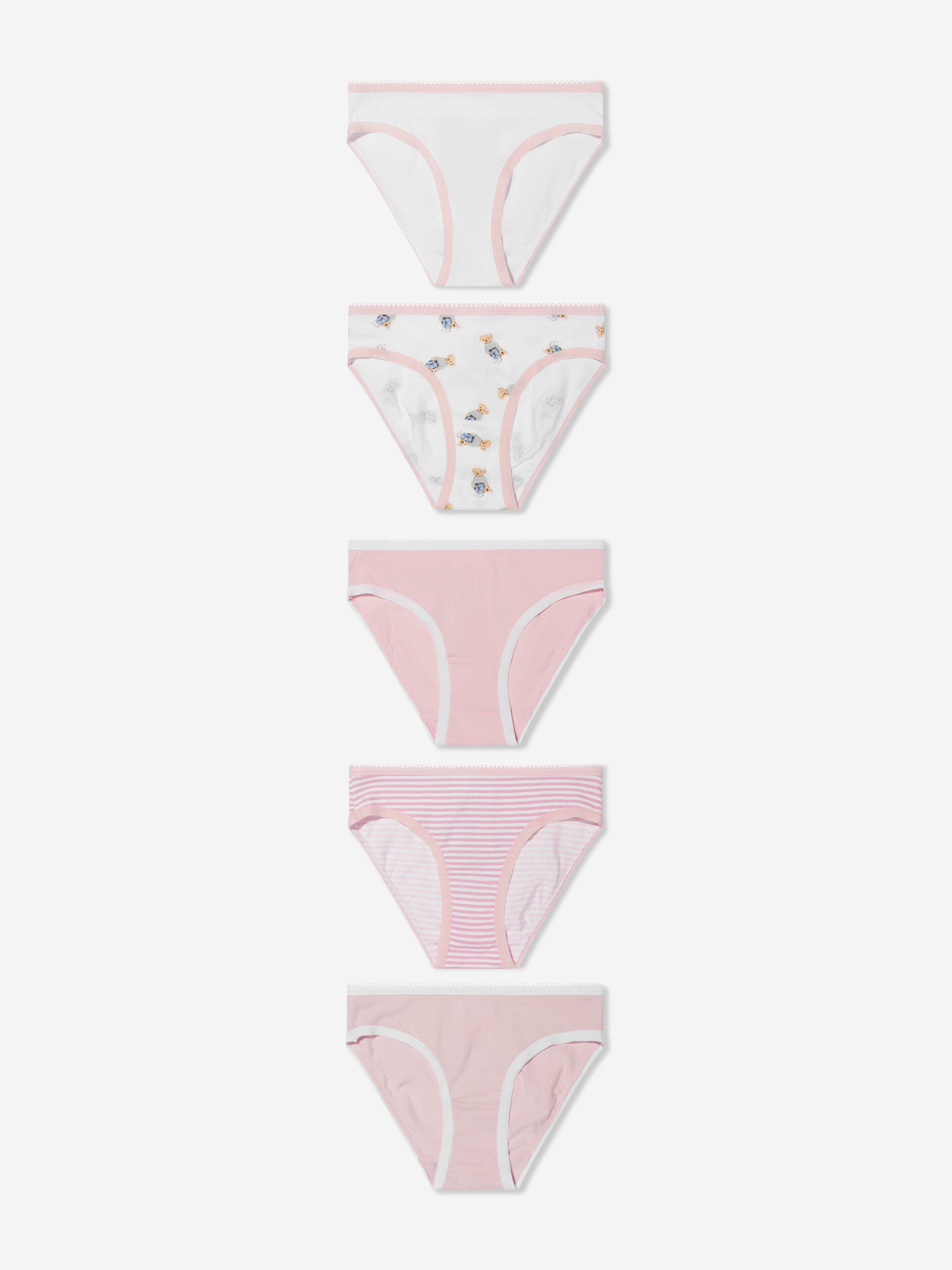 Ralph Lauren Girls 5 Pack Bikini Brief Set in Multicolour