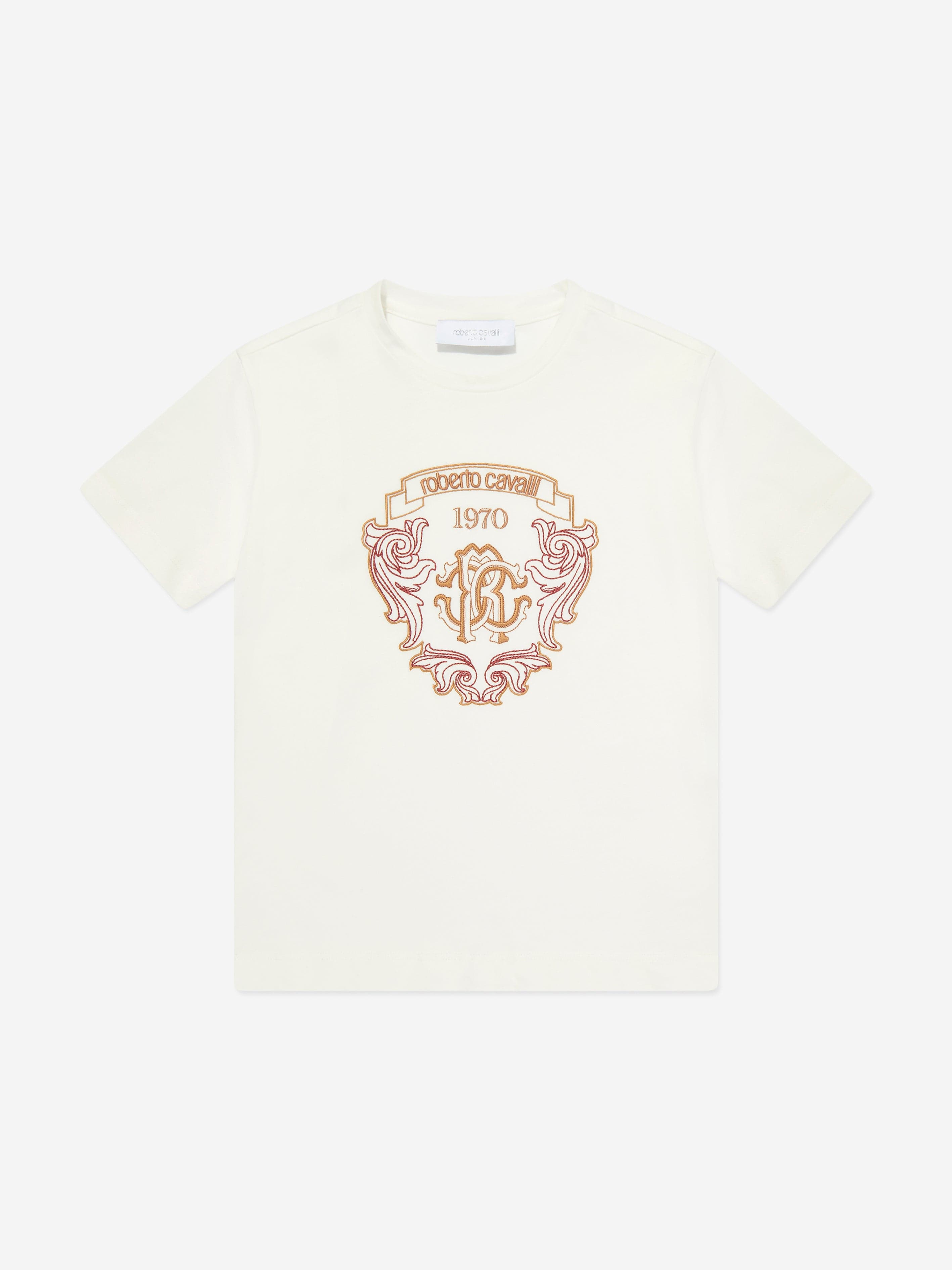 Roberto Cavalli Boys Logo T-Shirt in White