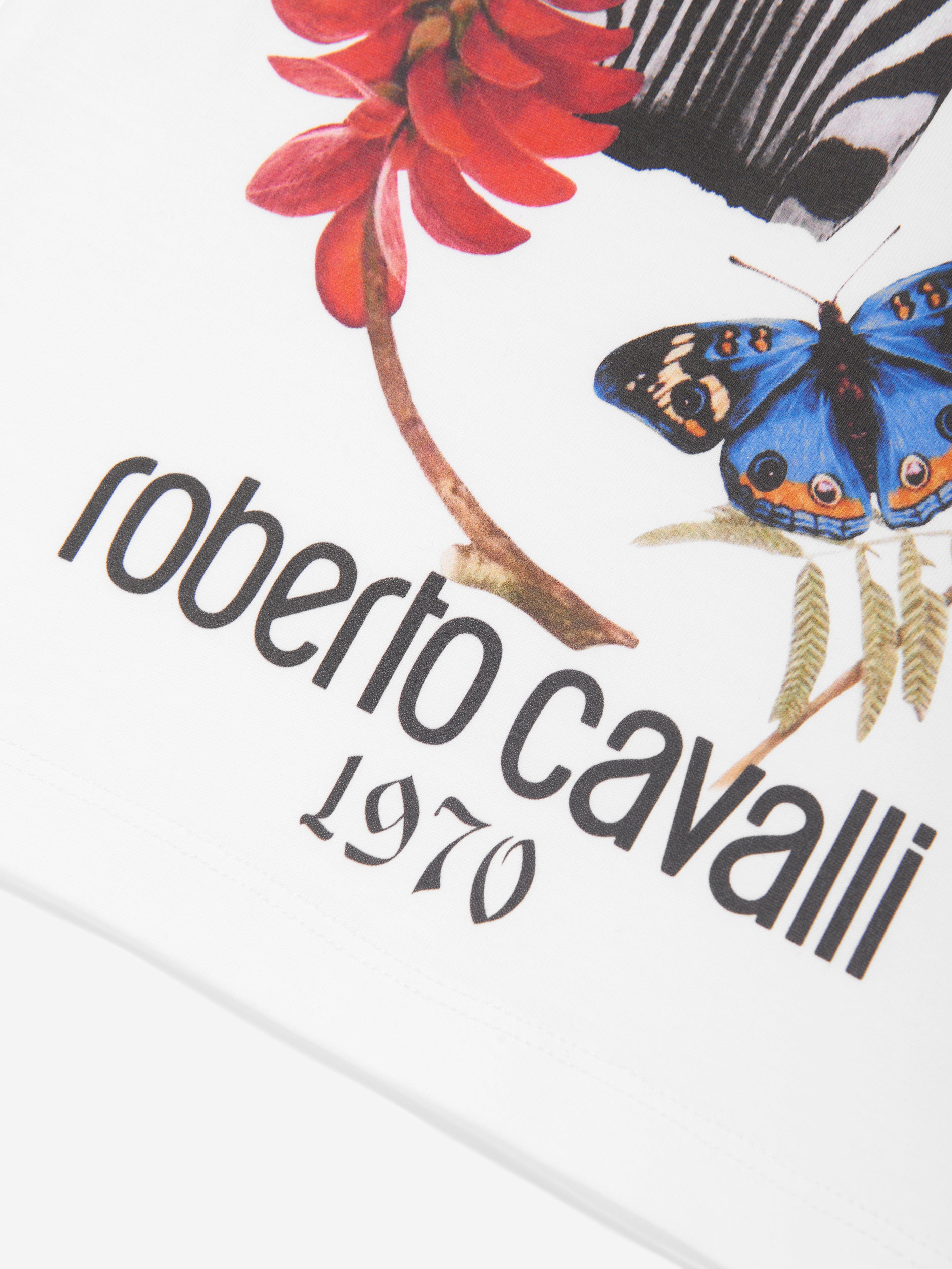 Roberto Cavalli Girls Zebra T-Shirt in White