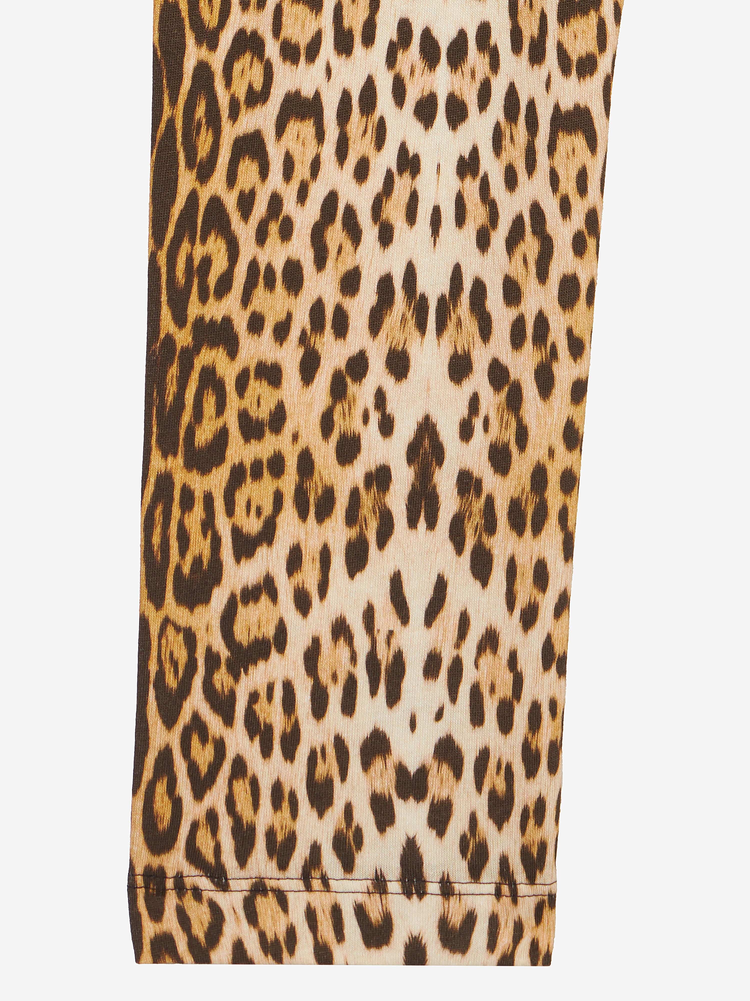 Girls Branded Leggings in Brown