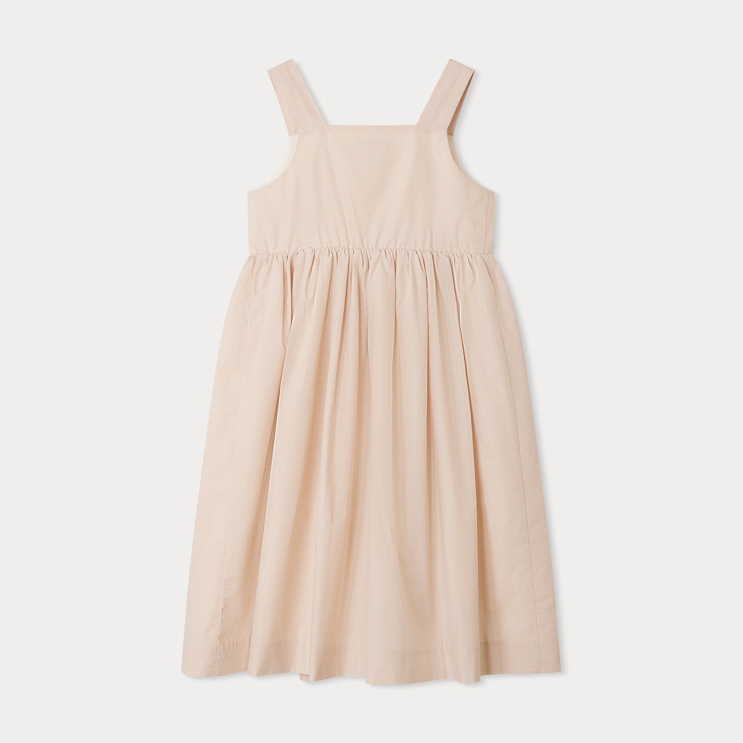 Girls Beige Check Cotton Dress