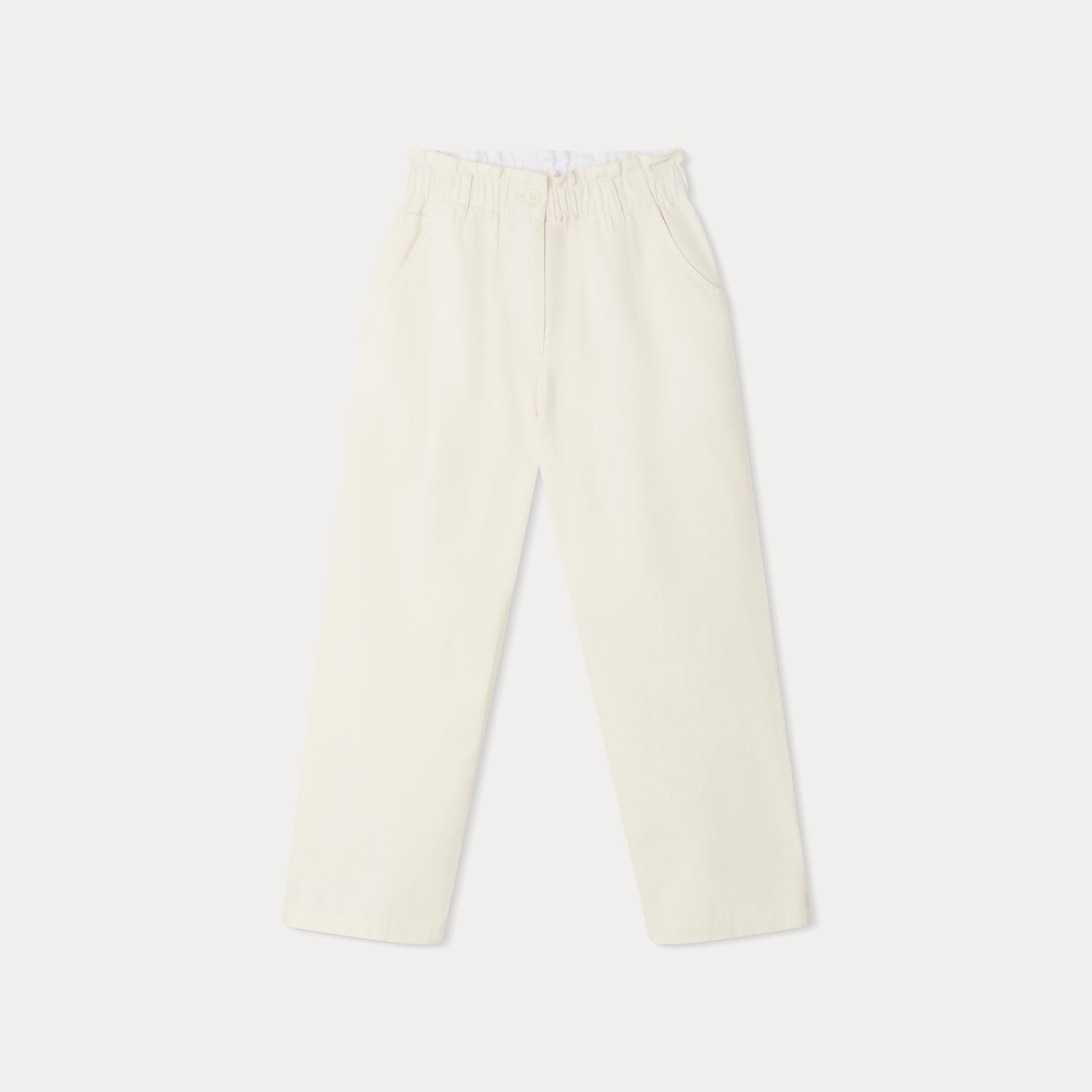 Girls White Cotton Trousers