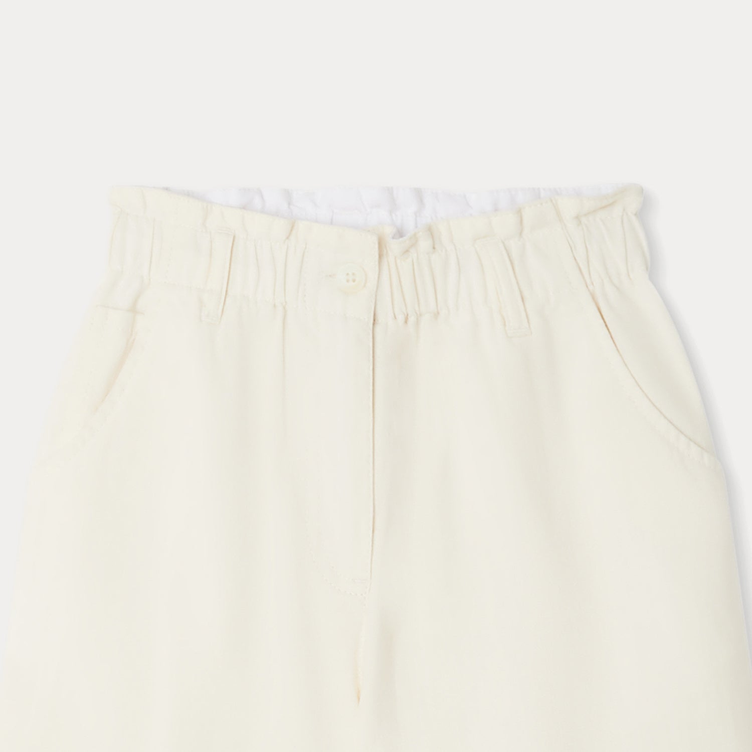 Girls White Cotton Trousers