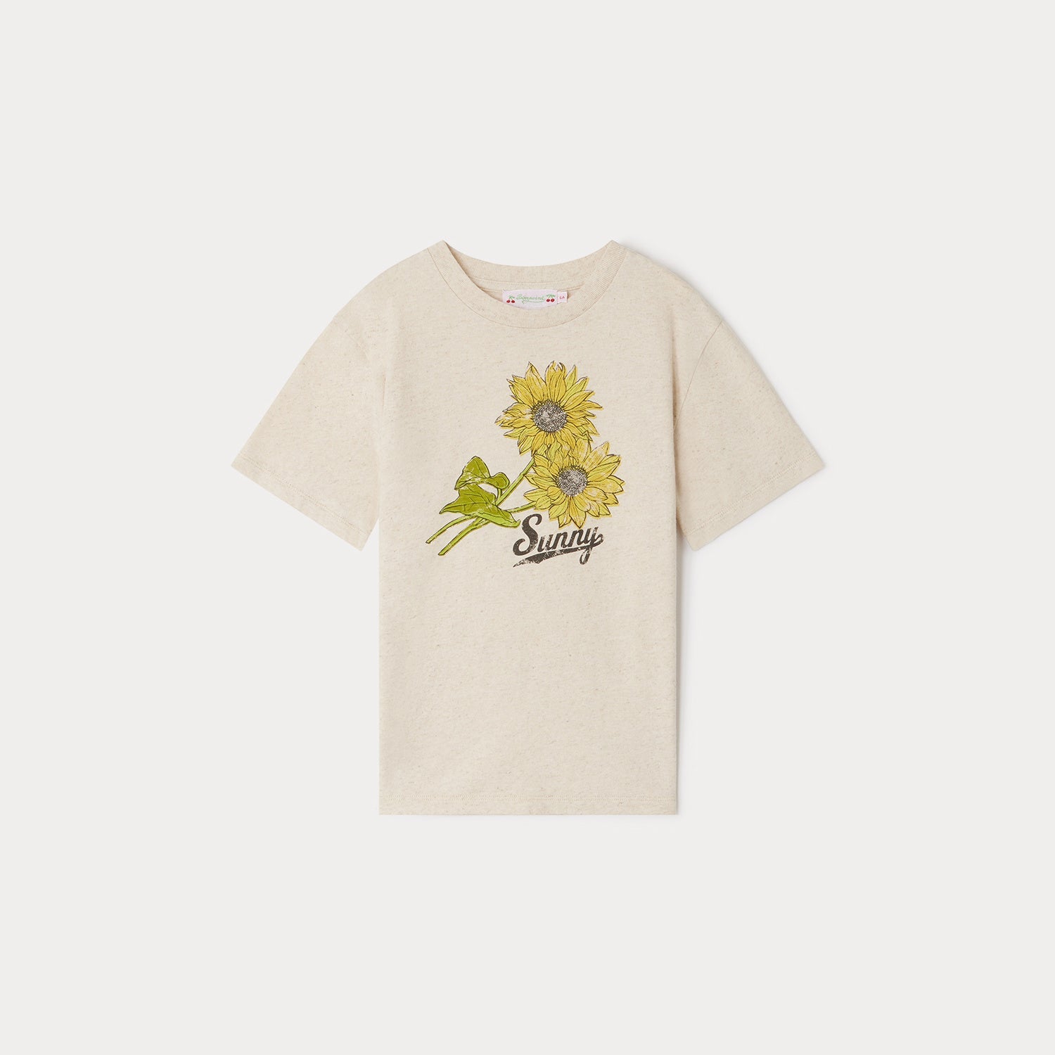 Girls White Printed Cotton T-Shirt
