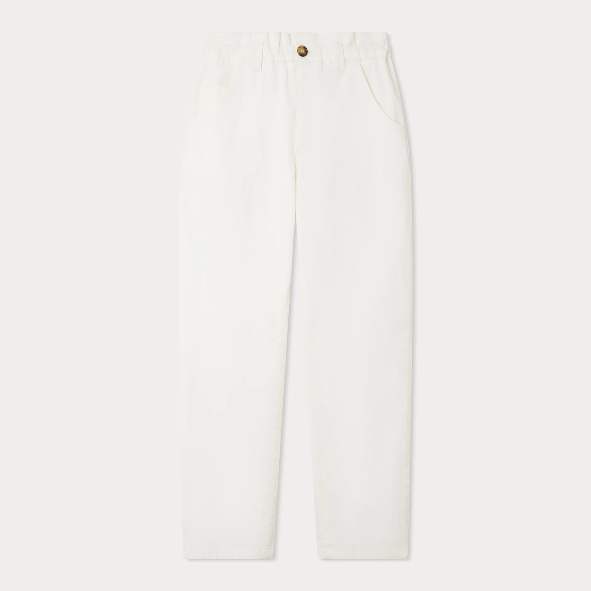 Girls White Cotton Trousers