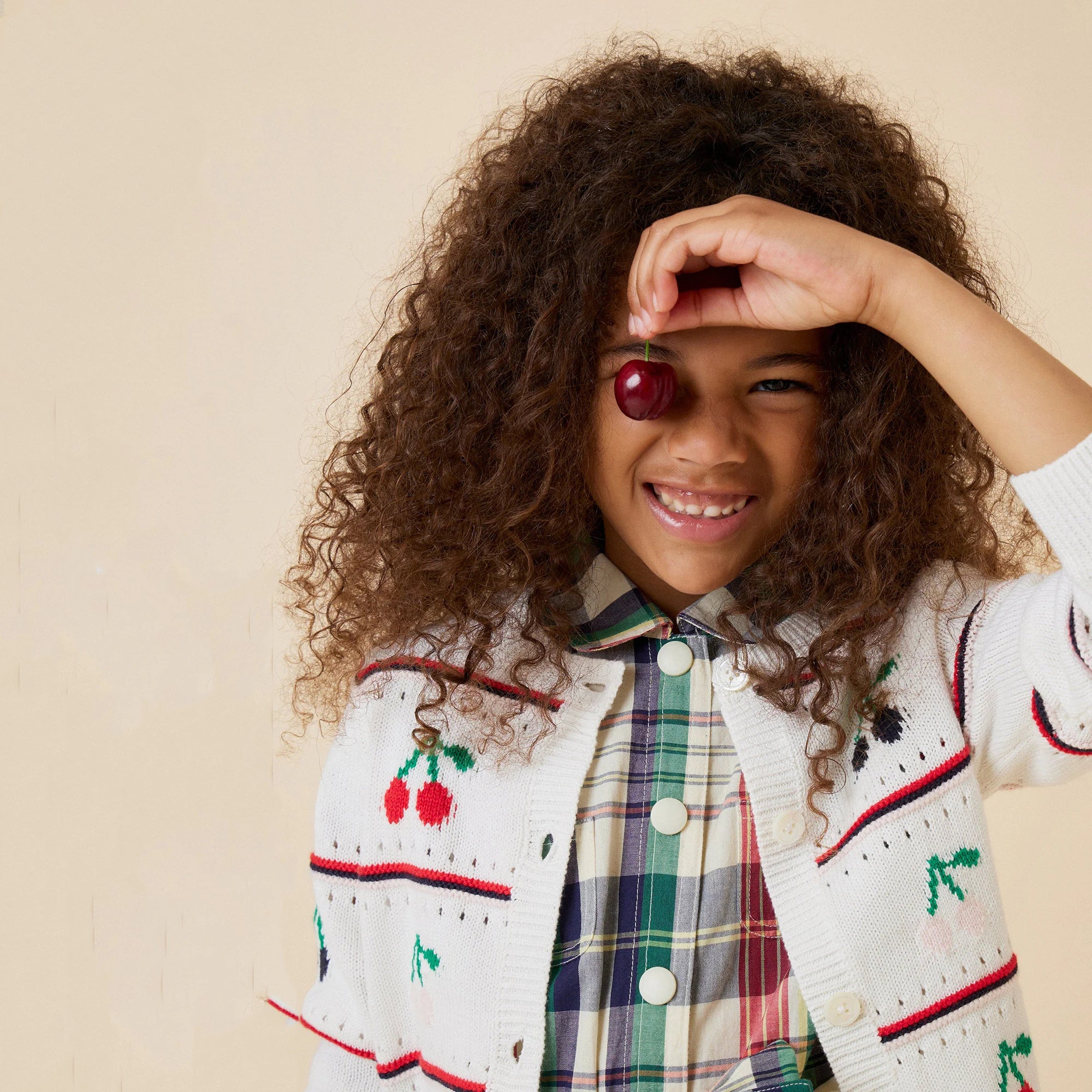 Girls White Jacquard Cotton Cardigan