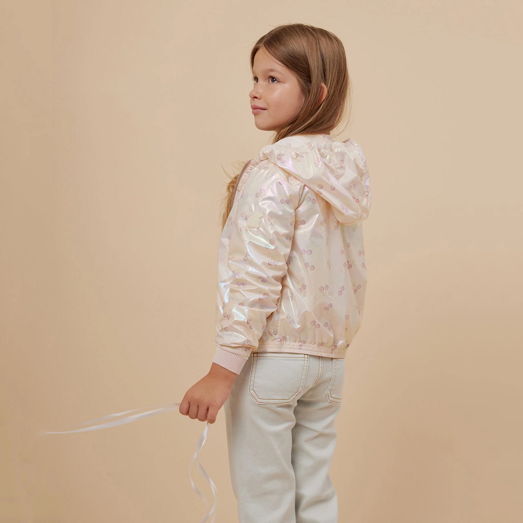 Girls Pale Pink Logo Zip-Up Jacket