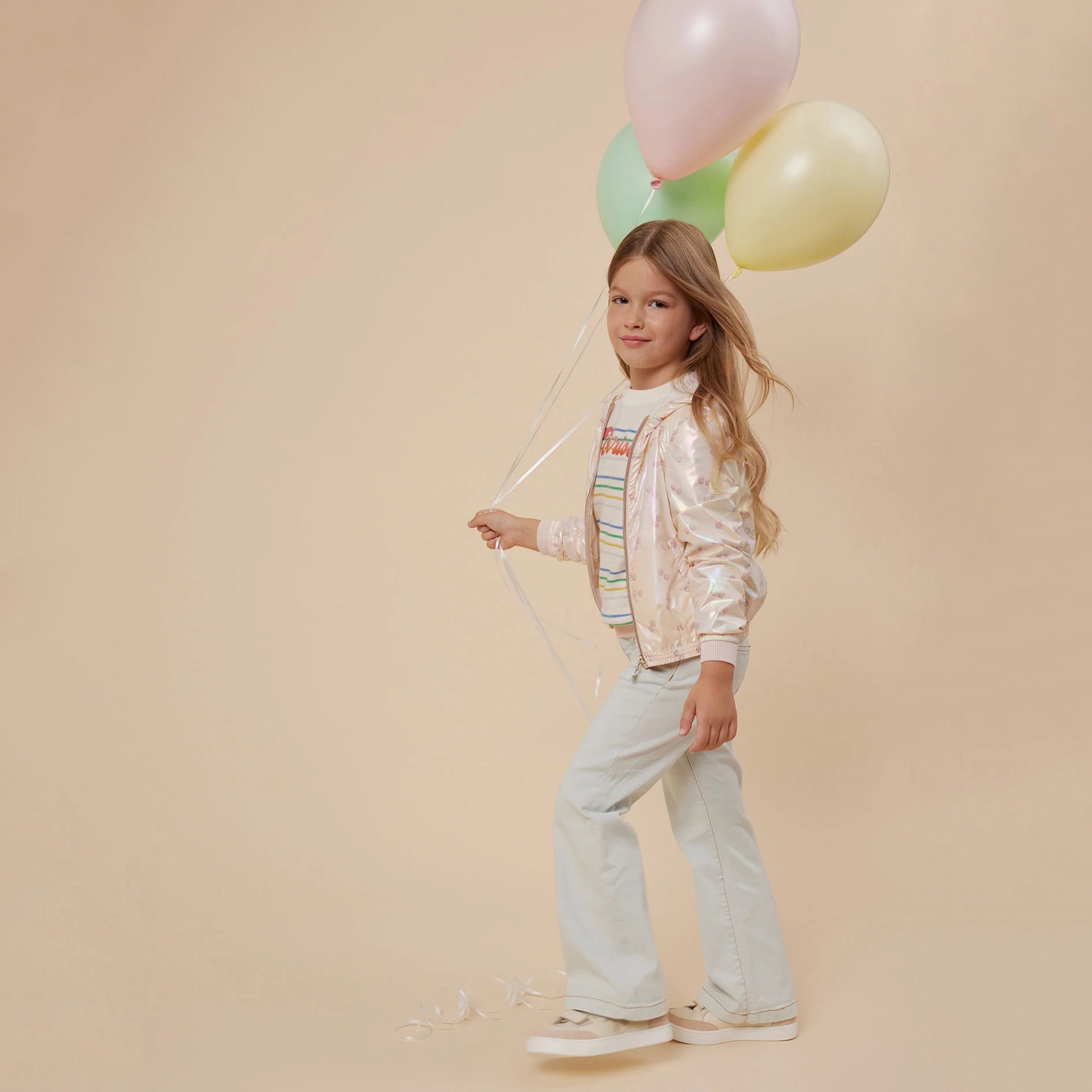 Girls Pale Pink Logo Zip-Up Jacket