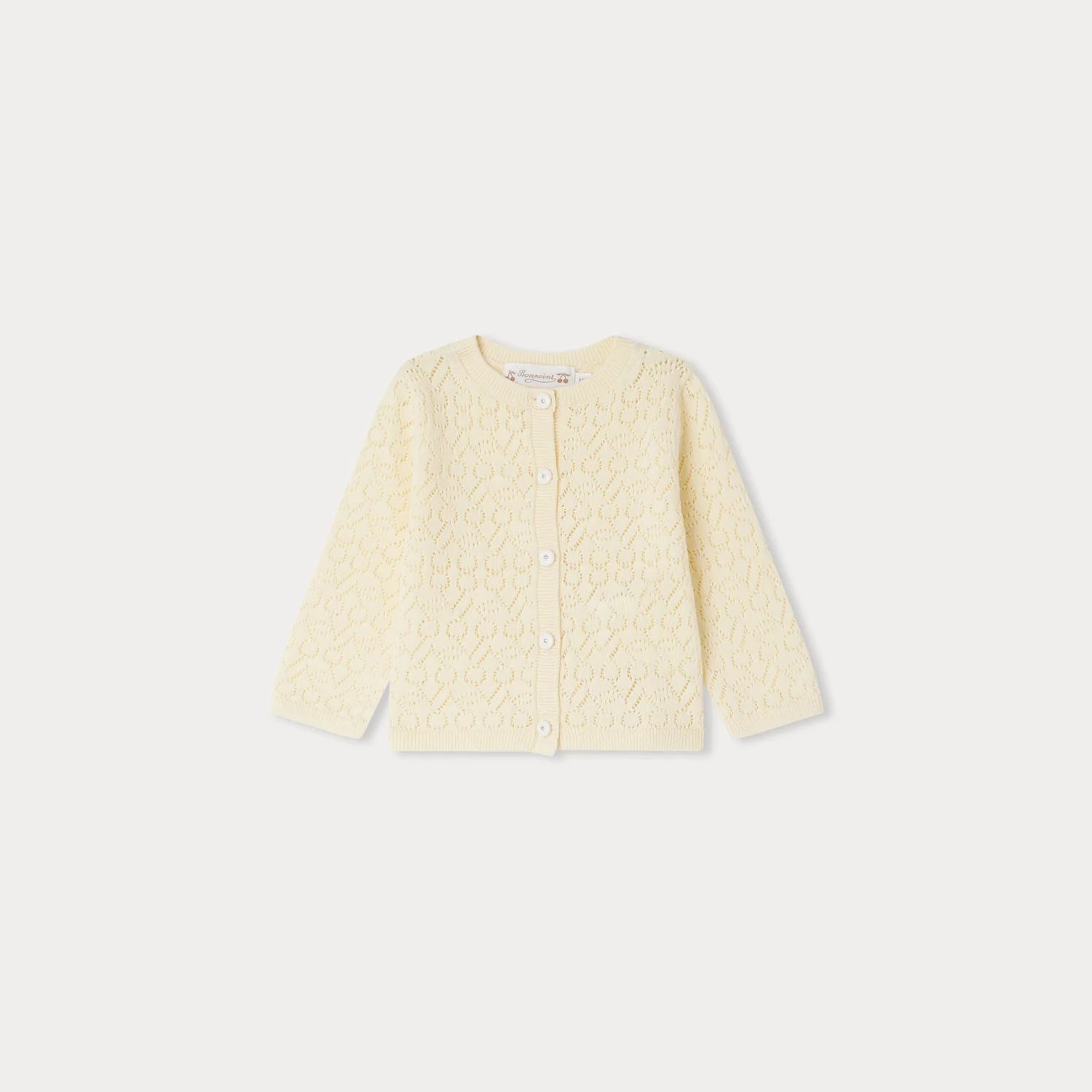Baby Girls Light Yellow Cherry Cotton Cardigan