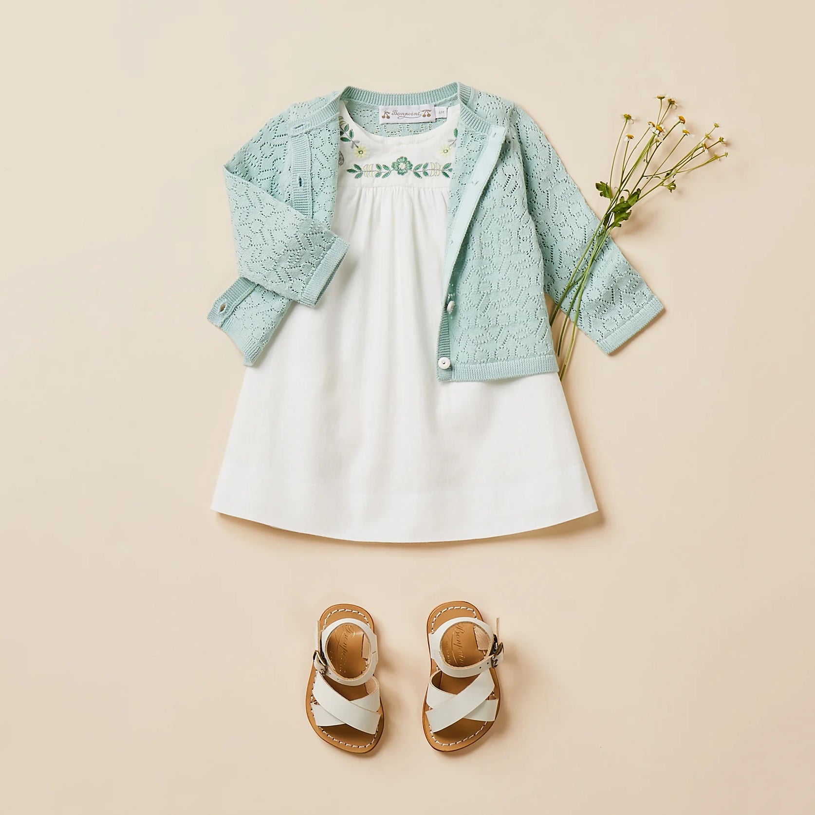 Baby Girls Cyan Cotton Cardigan