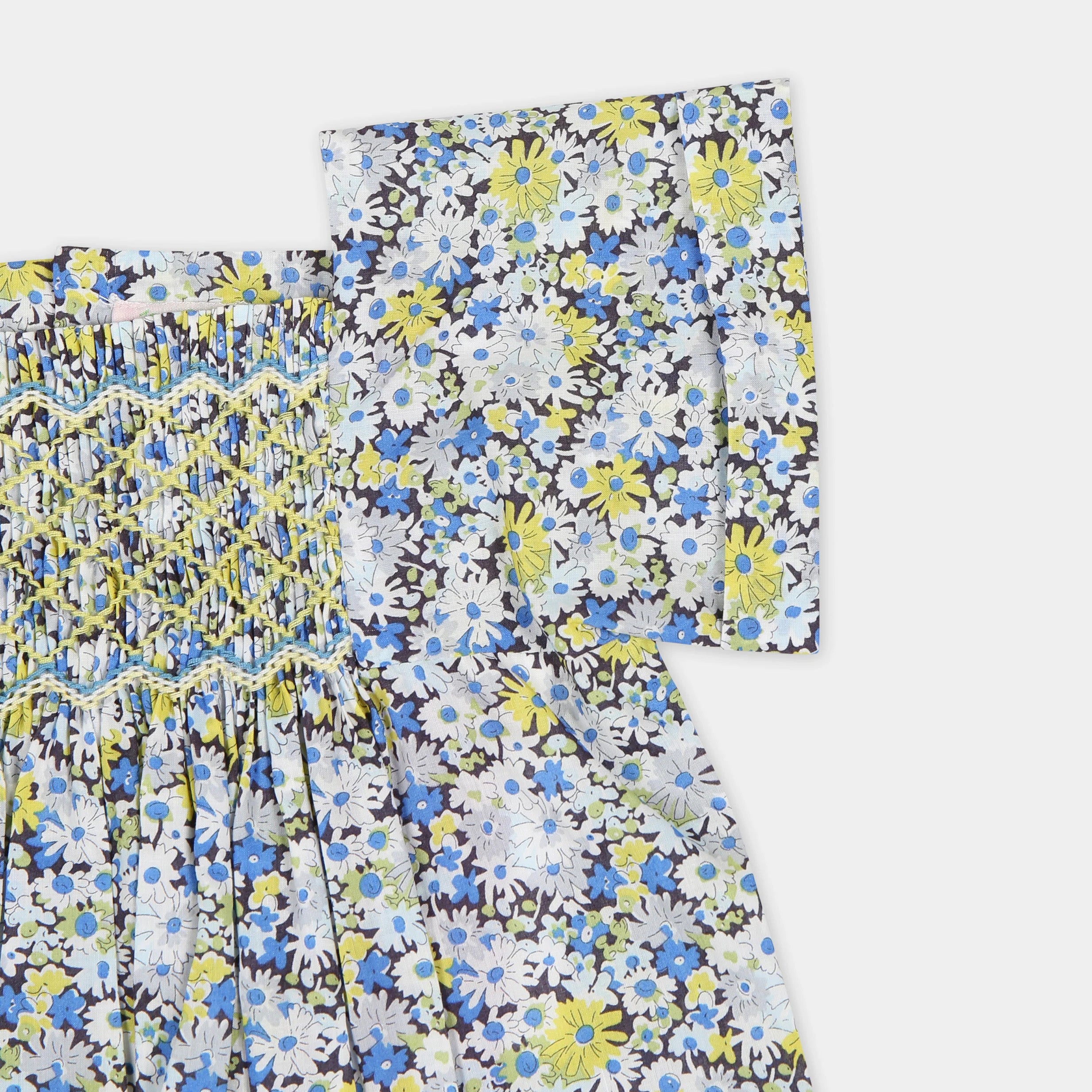 Baby Girls Blue Floral Cotton Dress