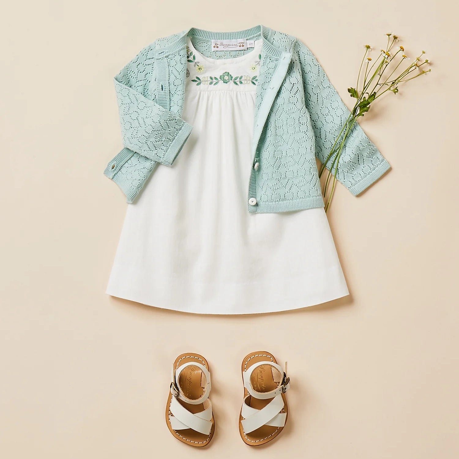 Baby Girls White Embroidered Cotton Dress