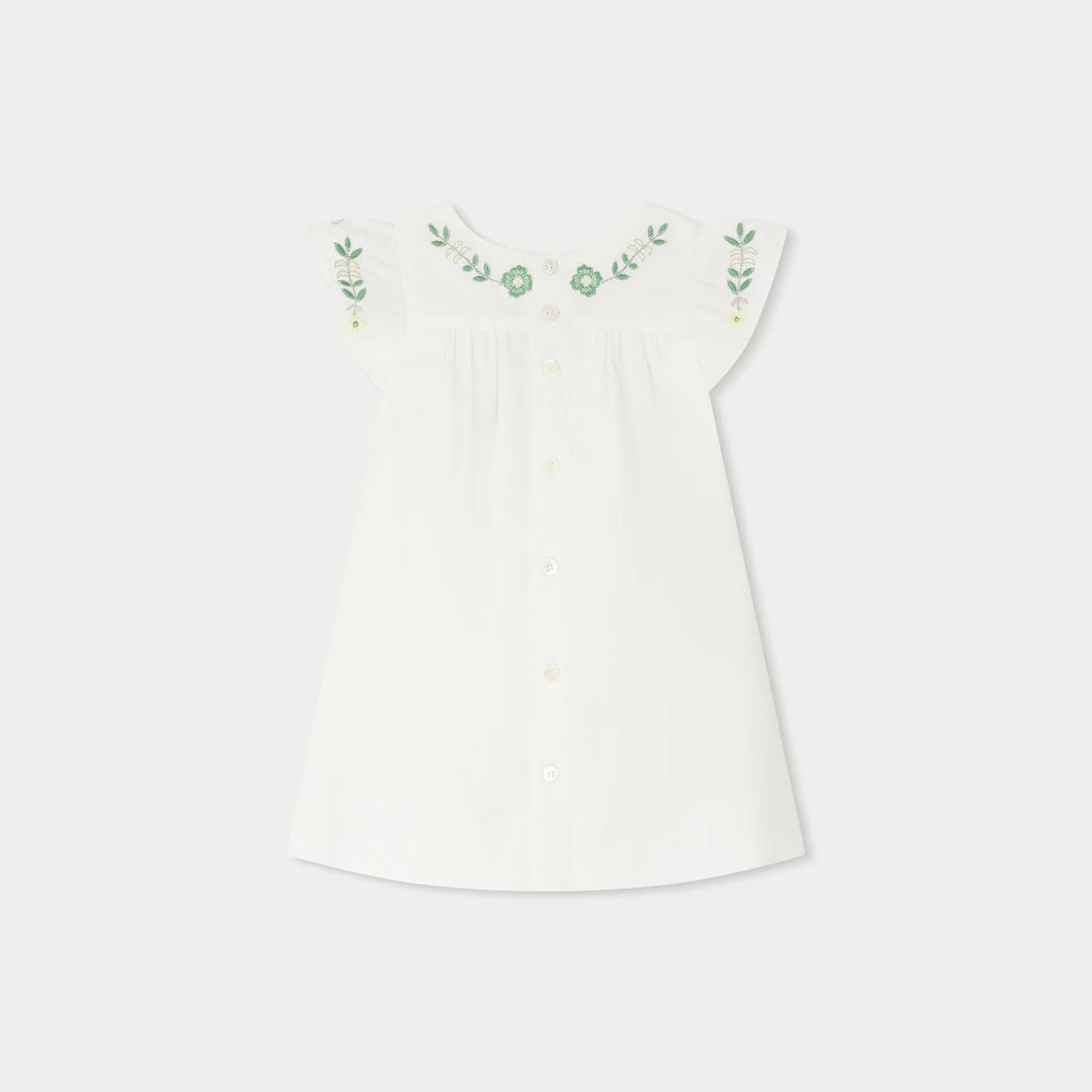 Baby Girls White Embroidered Cotton Dress