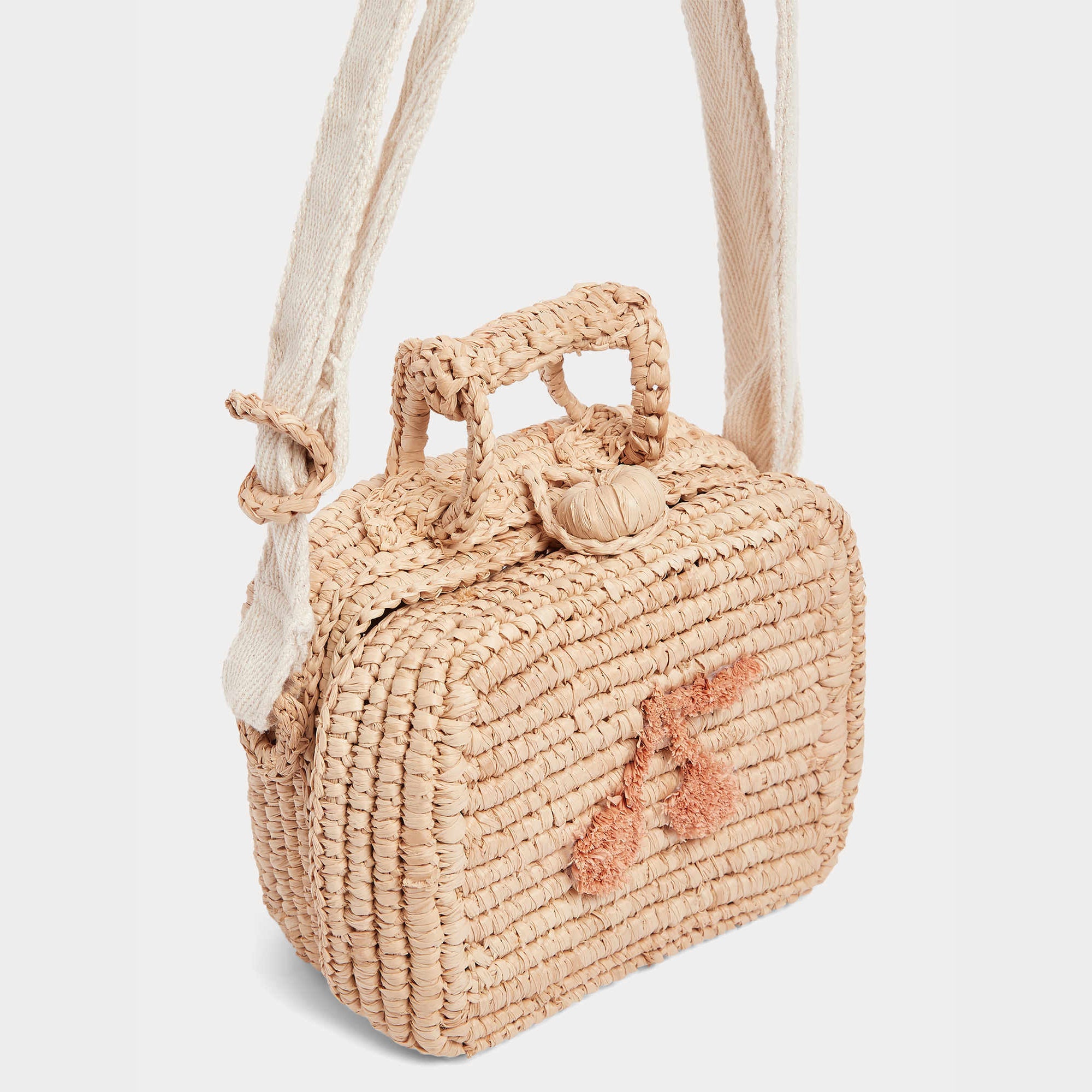 Girls Beige Raffia Shoulder Bag(12.5x5.5x9.5cm)