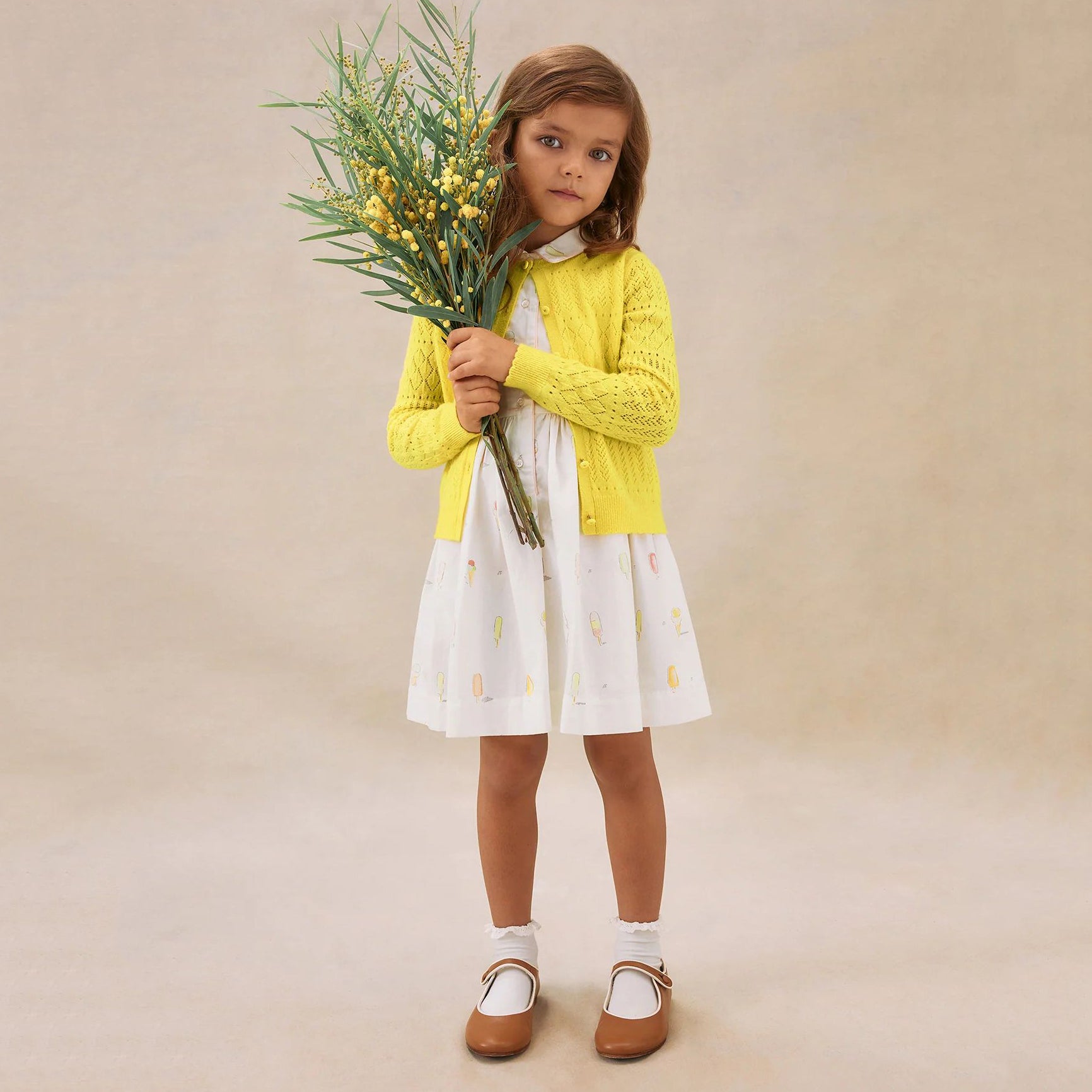Girls Yellow Cashmere Cardigan