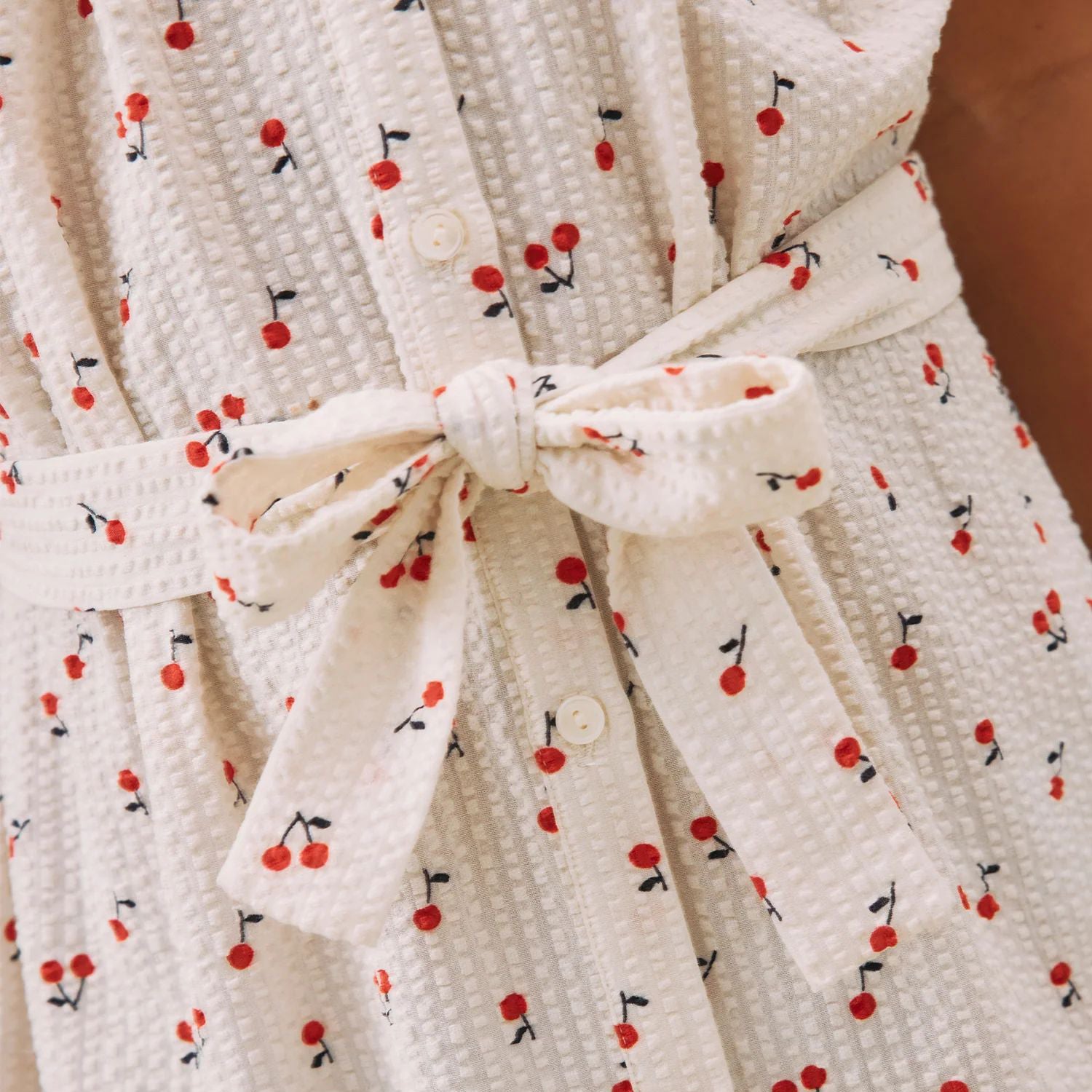 Girls White Cherry Cotton Dress
