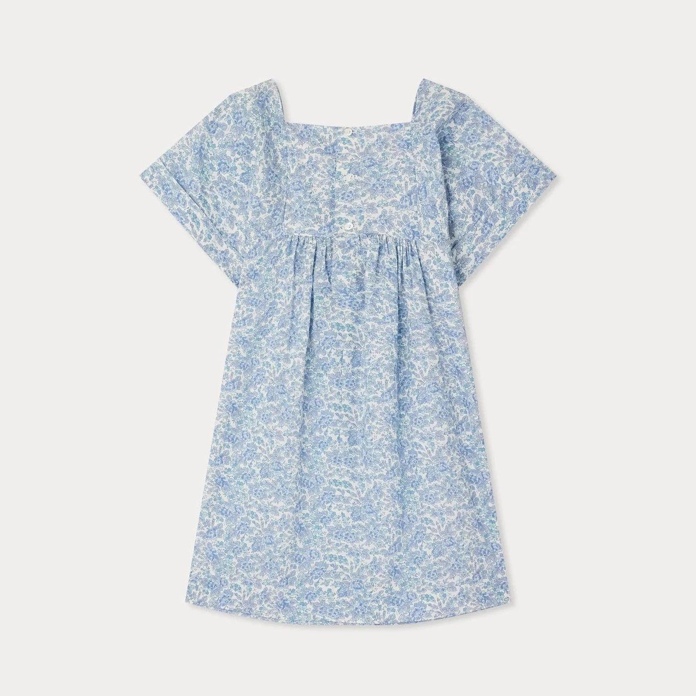 Girls Blue Floral Cotton Dress