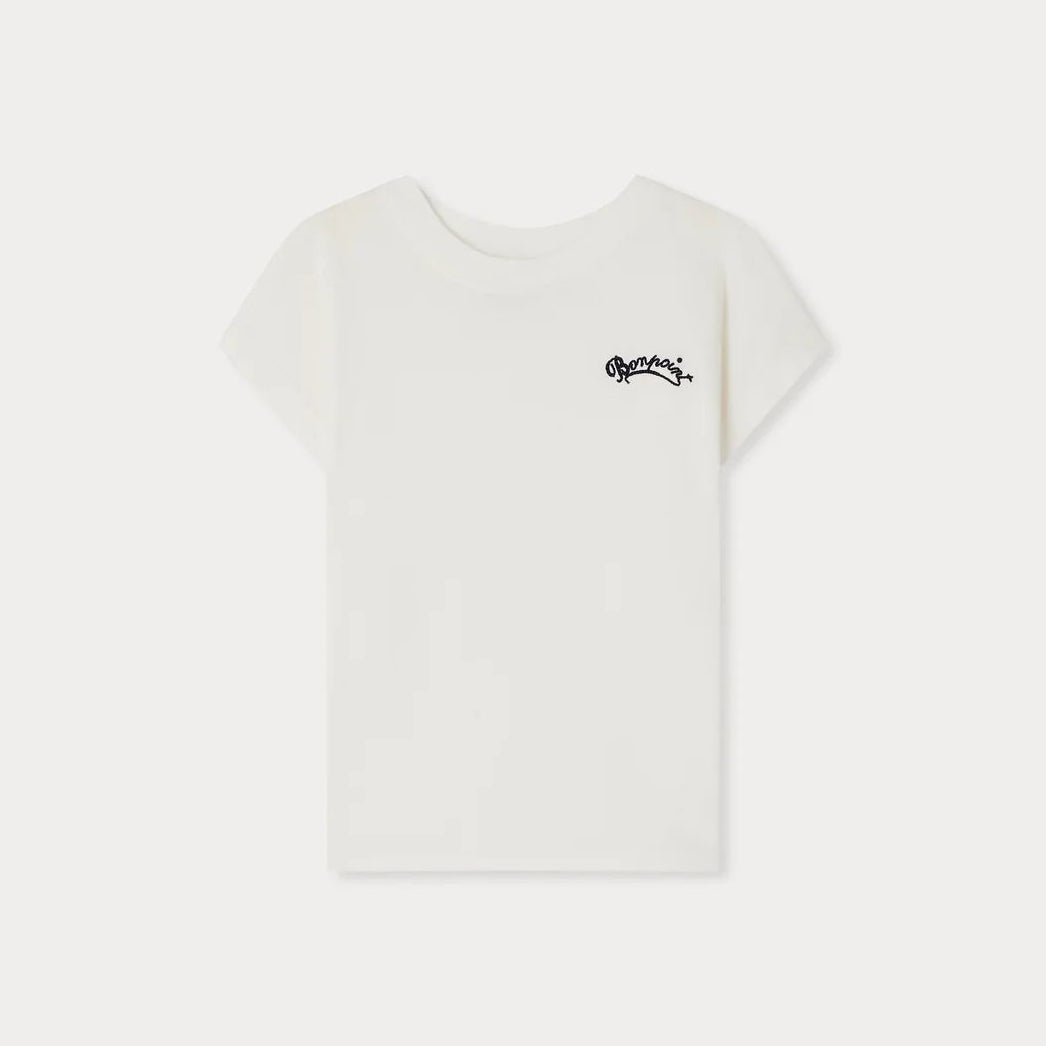Girls White Cotton T-Shirt