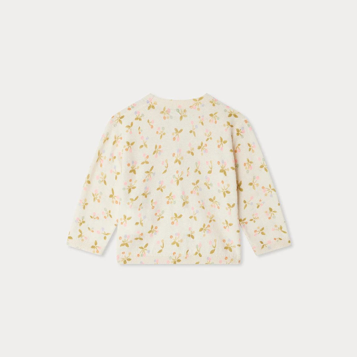 Baby Girls Ivory Cherry Printed Cotton Cardigan