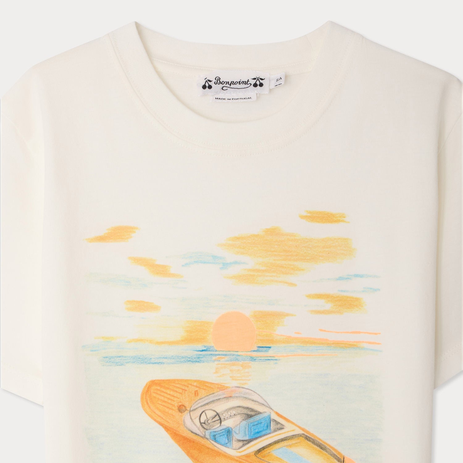 Boys White Printed Cotton T-Shirt
