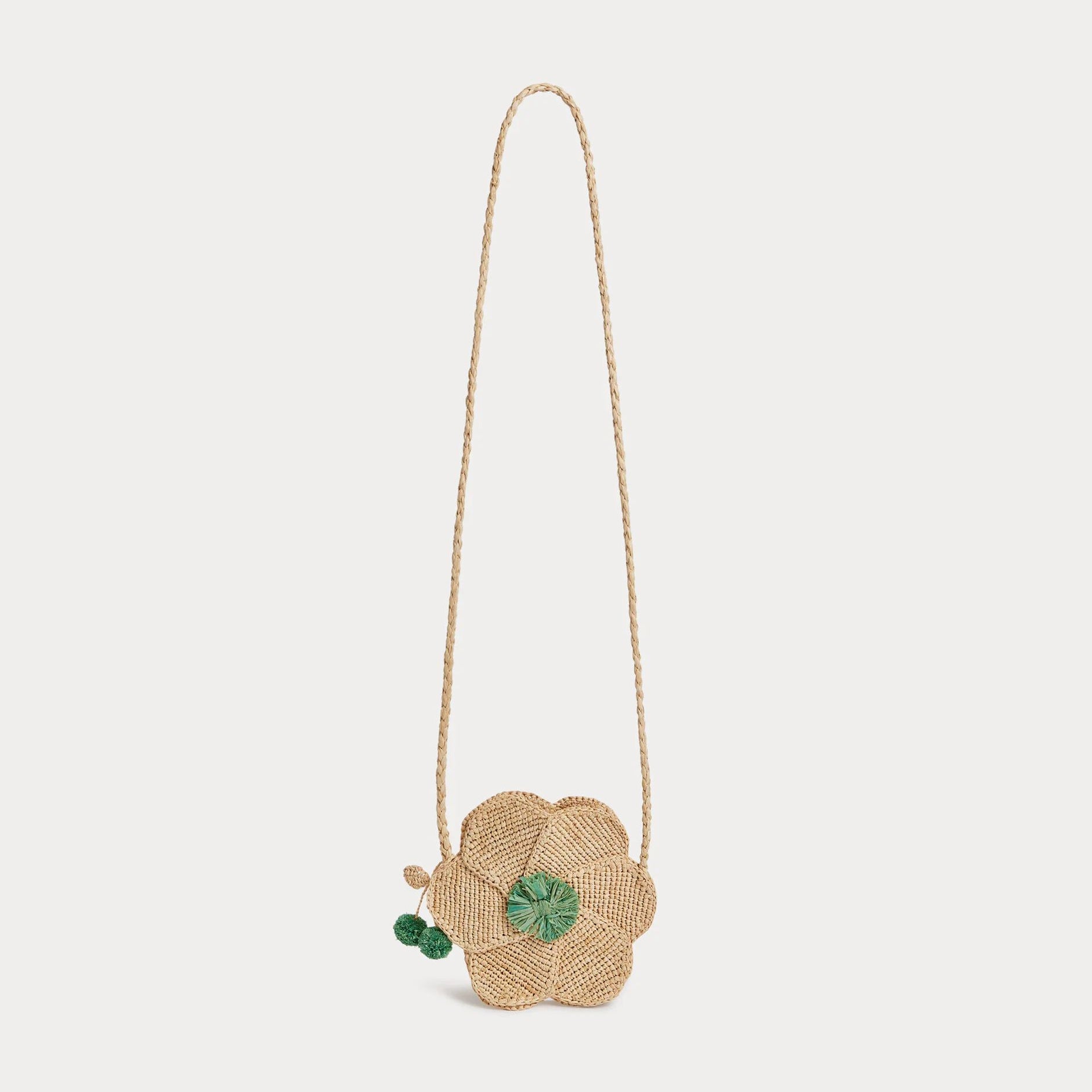 Girls Beige Raffia Shoulder Bag(16.5x16.5cm)