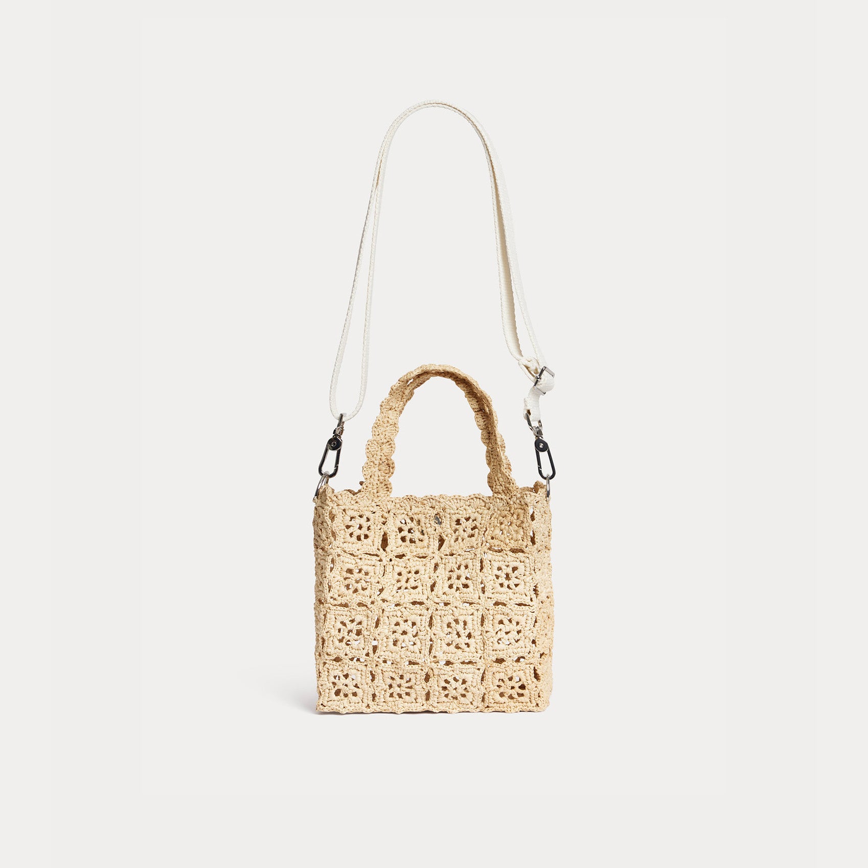 Girls Beige Raffia Handbag(L 16.5 x H 17 x D 8 cm)