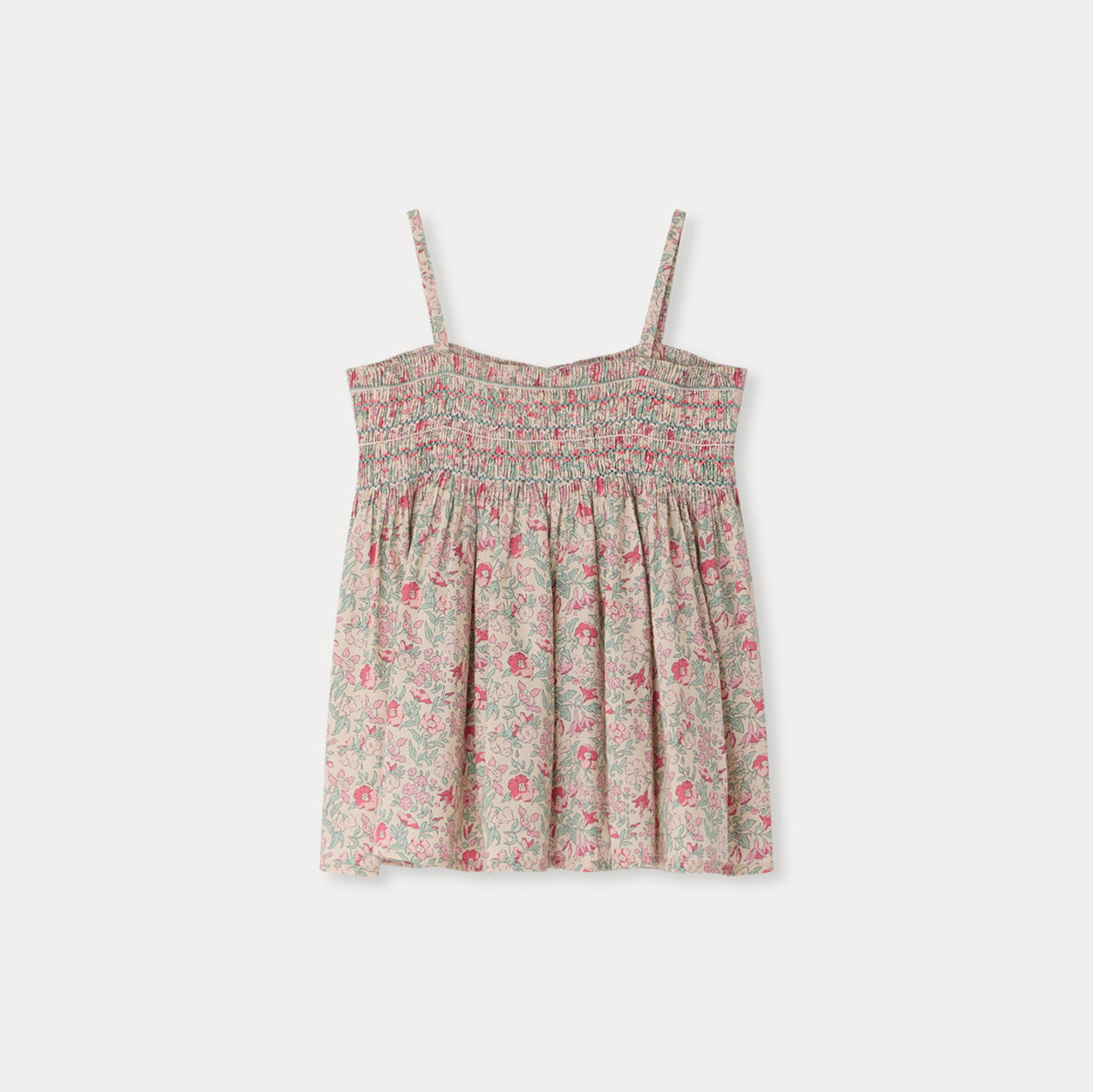 Girls Pink Floral Cotton Strap Top