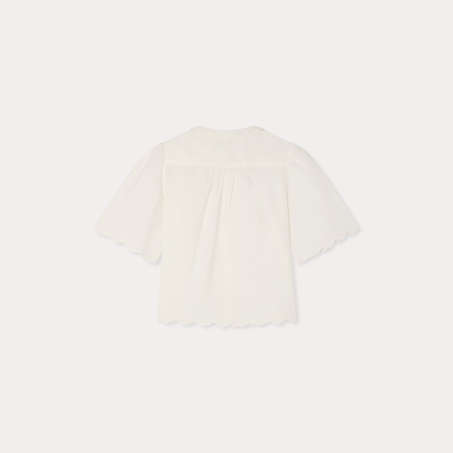 Girls White Embroidered Cotton Blouse