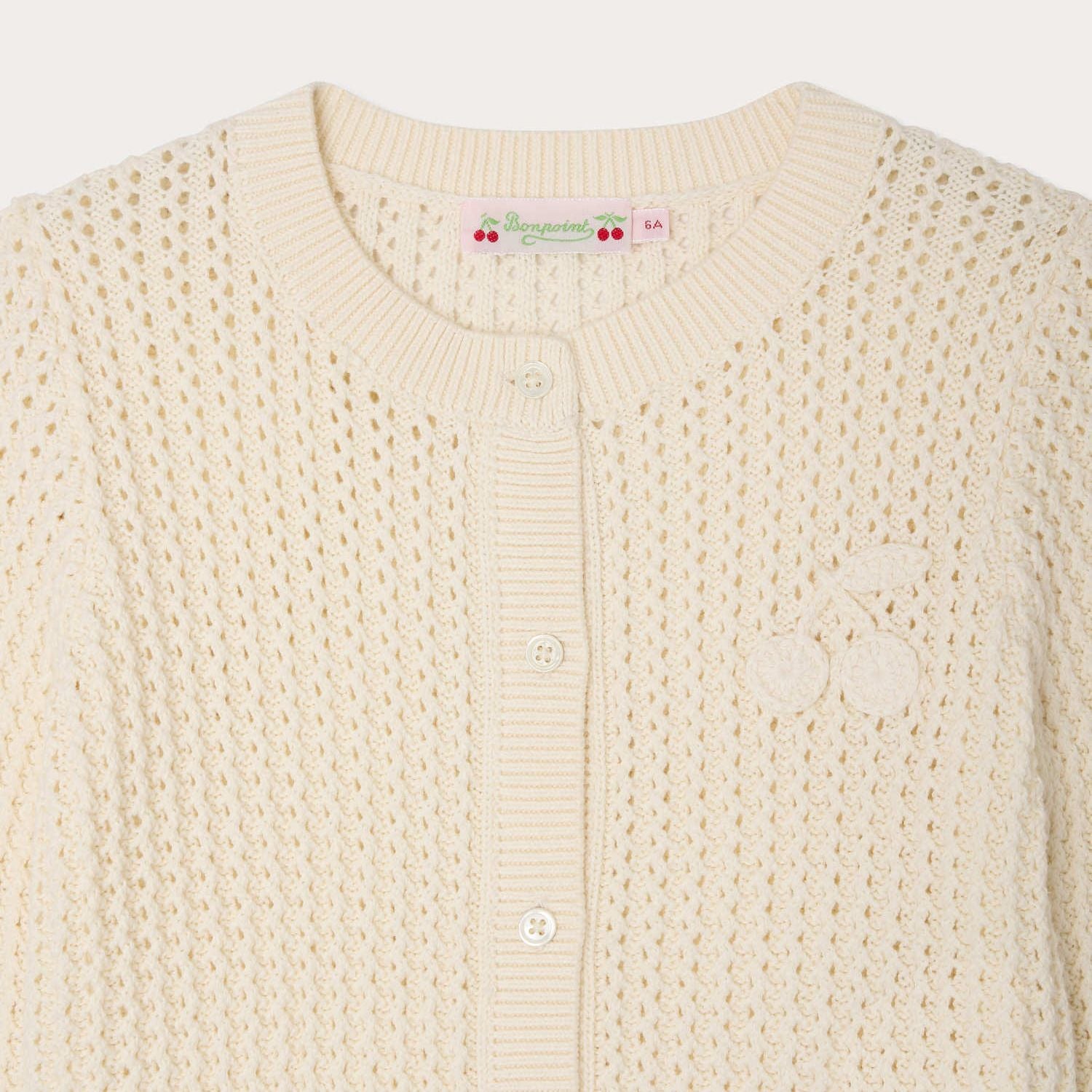 Girls White Hollow Cotton Cardigan