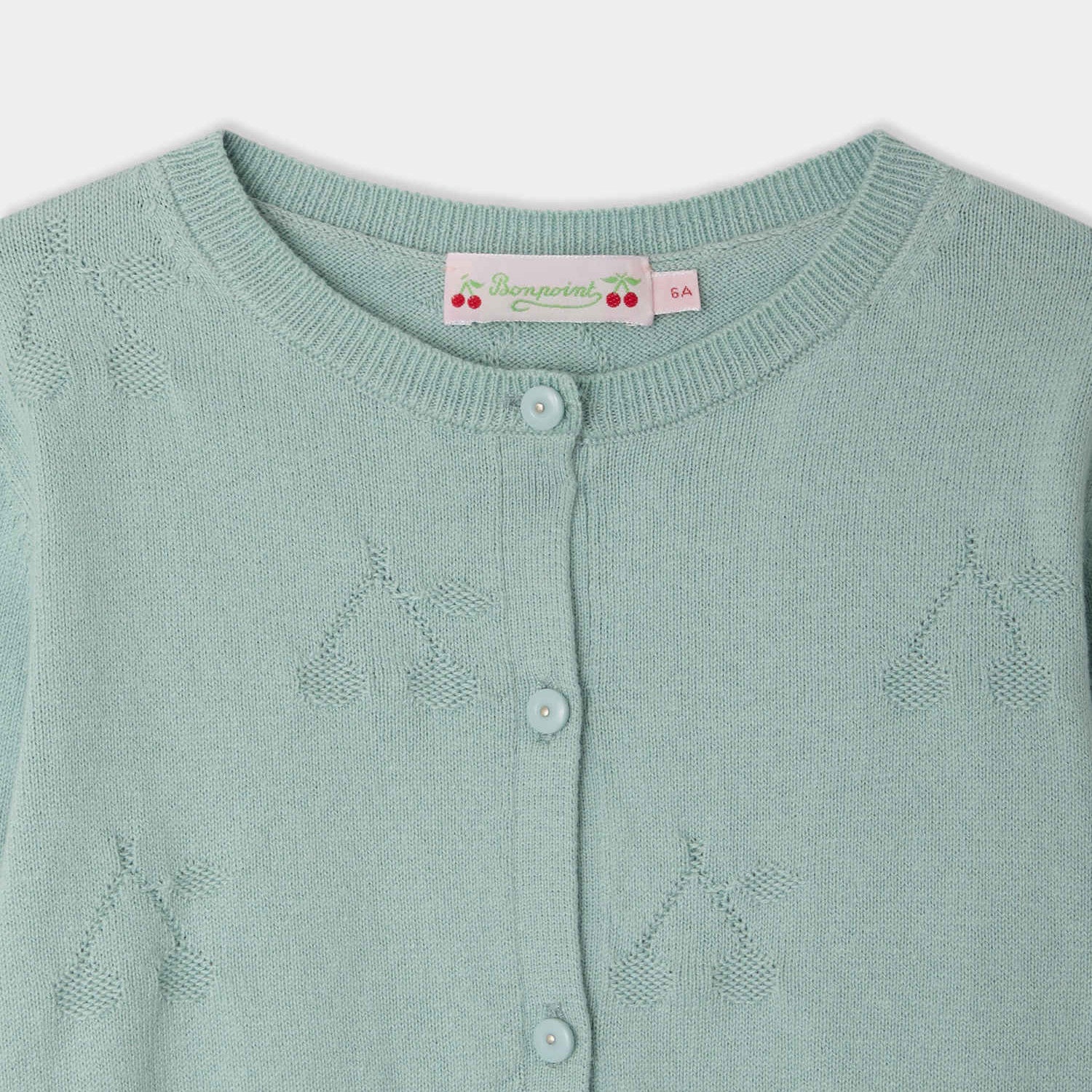 Girls Light Green Cotton Cardigan