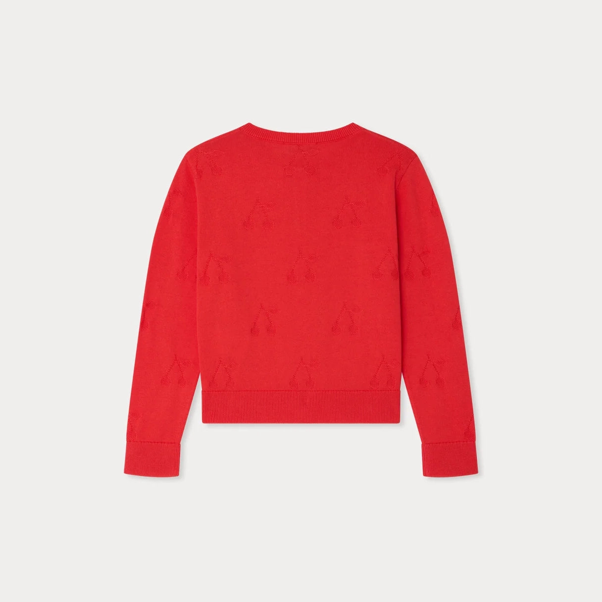 Girls Red Cotton Knit Cardigan