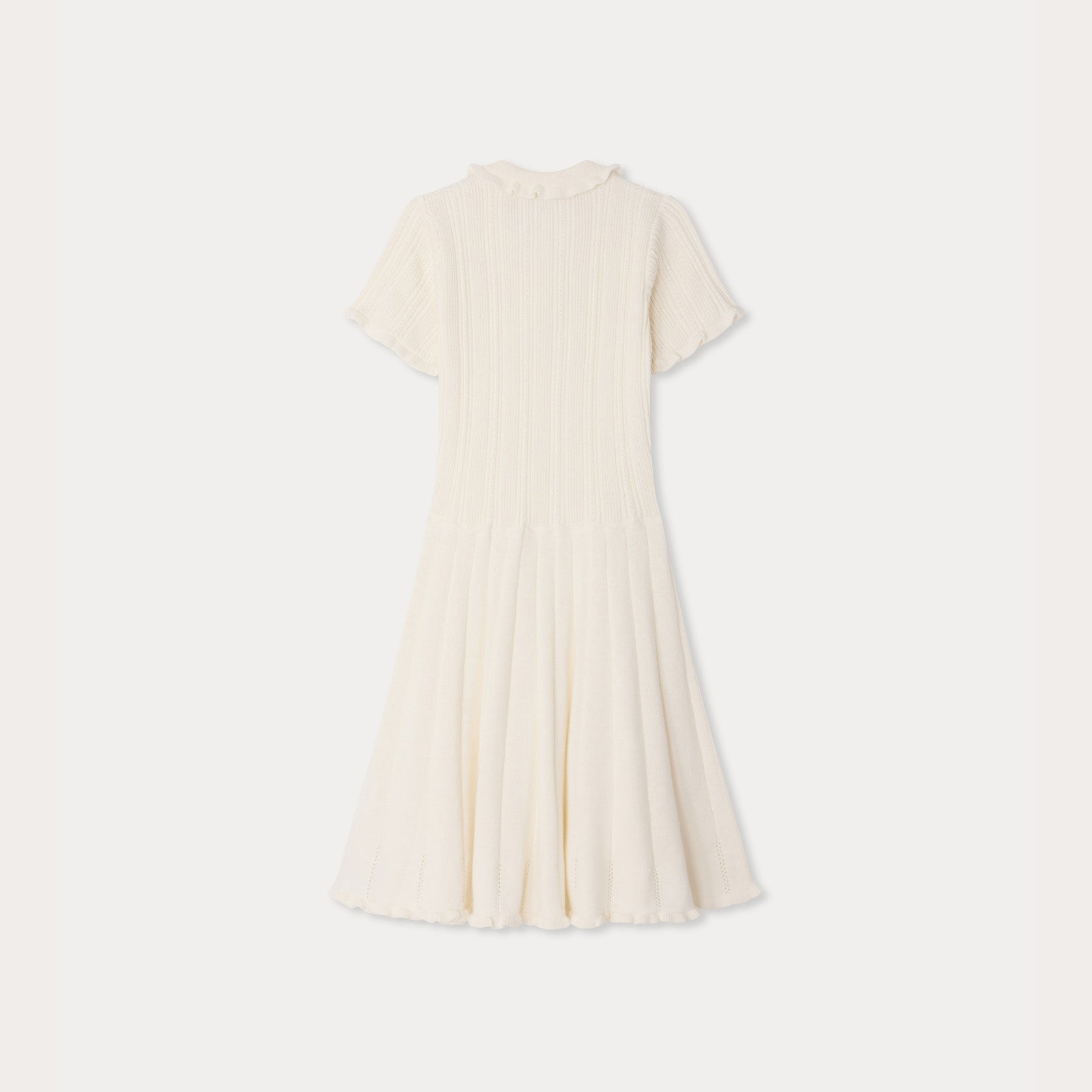 Girls White Knit Cotton Dress
