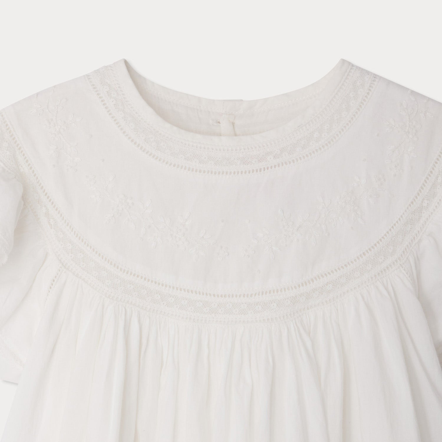 Girls White Ruffled Cotton Dress