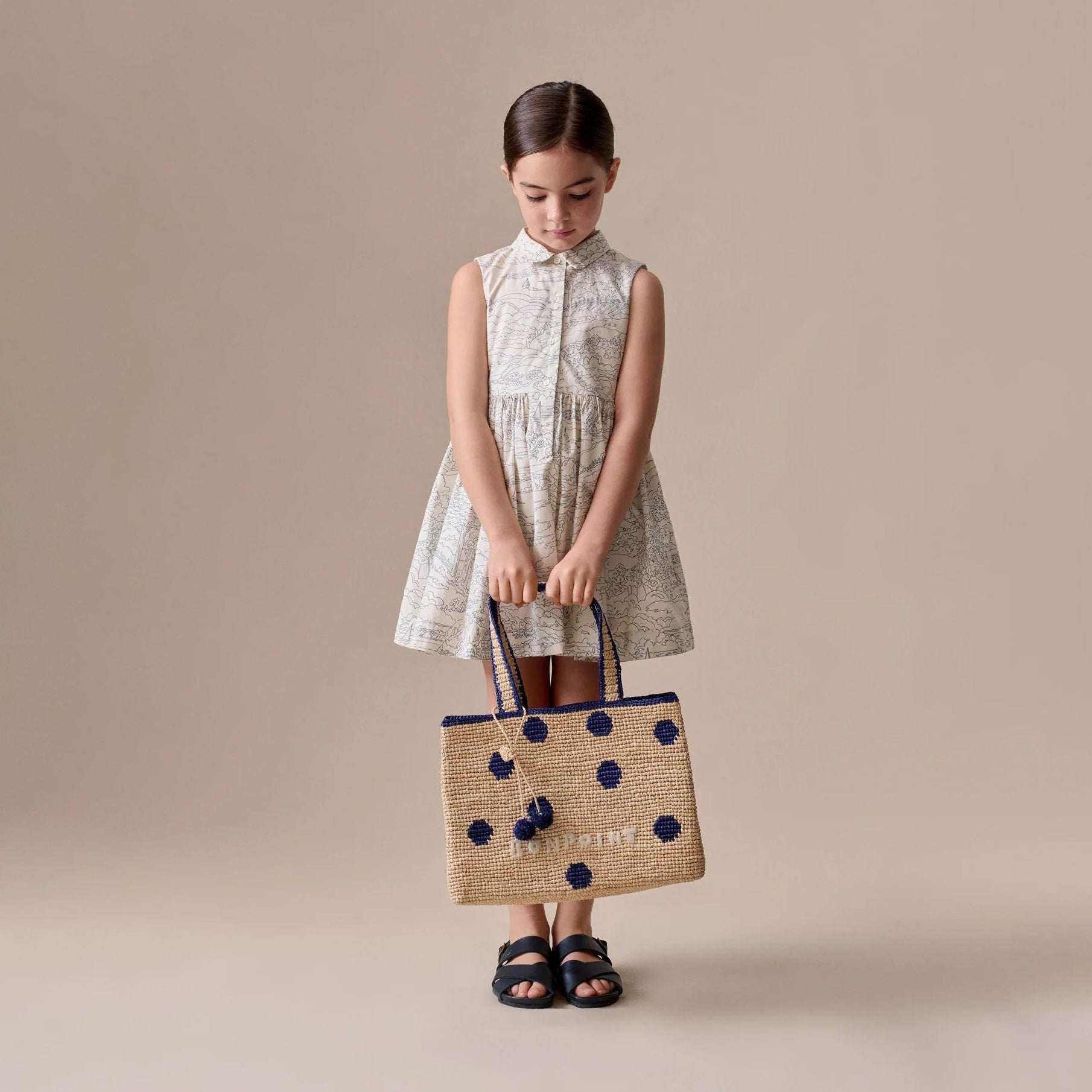 Girls Ivory Printed Cotton Dress